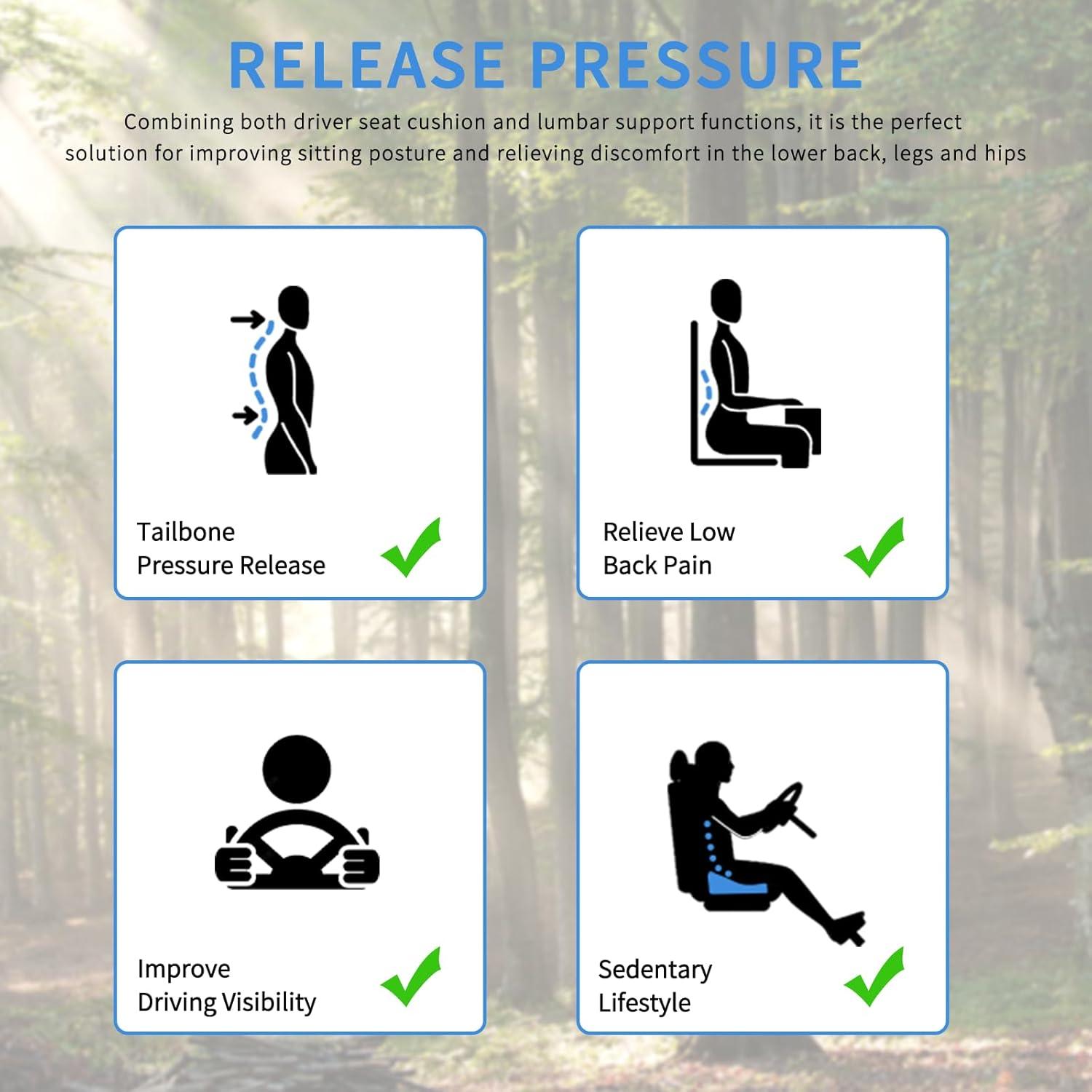 imageNilight Car Seat Cushion Black Leather Breathable Mesh Splicing Cushion Memory Foam Suitable for Daily Life Driving Relieves Sciatica and Tialbone Pain Improves Drive VisibilityBlack Mesh