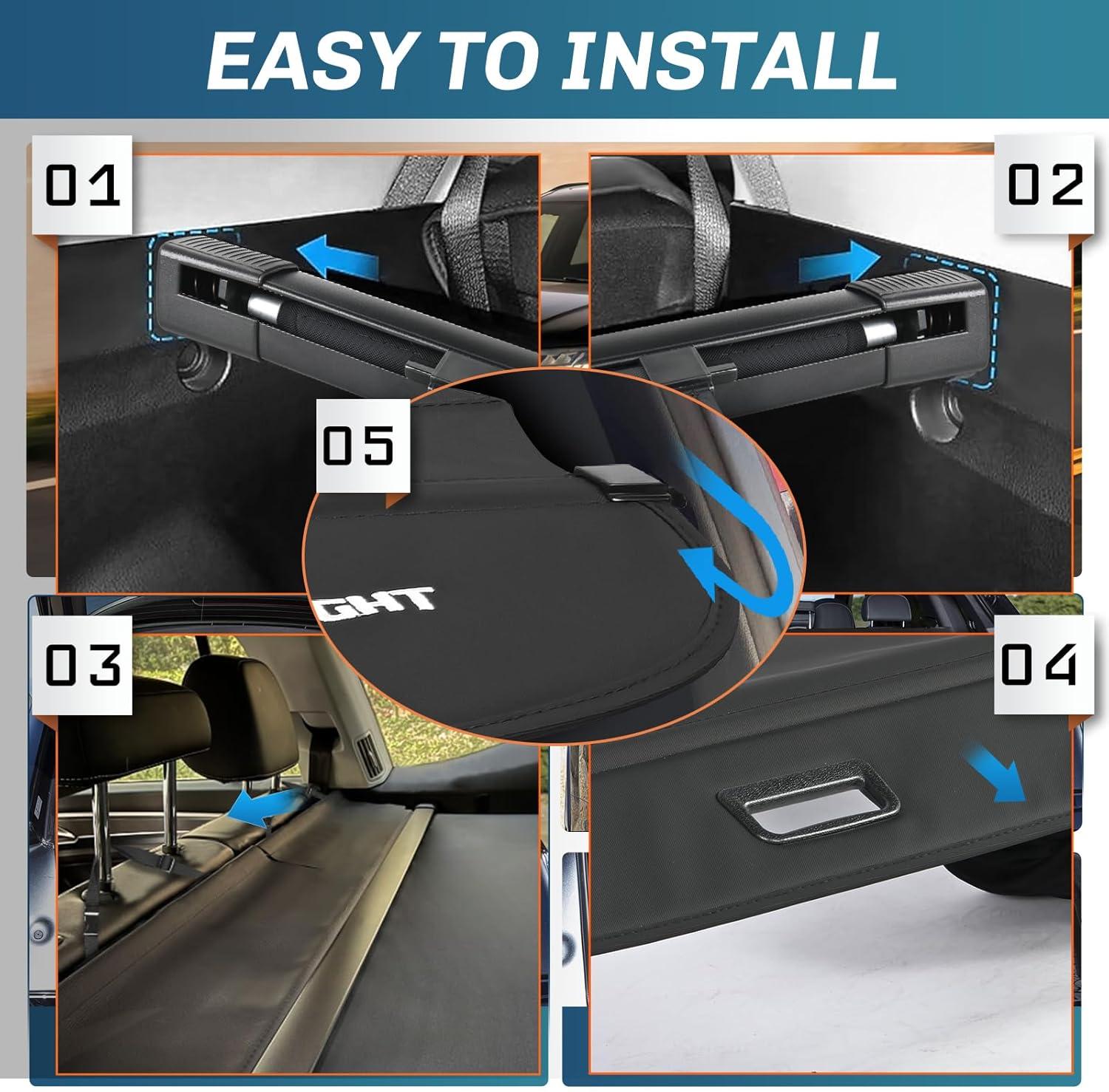 imageNilight Cargo Cover Fit for Audi Q7 2016 2017 2018 2019 2020 2021 2022 2023 2024 2025 Retractable Privacy Security Shield Shade Rear Trunk Cover with Trunk Storage Net