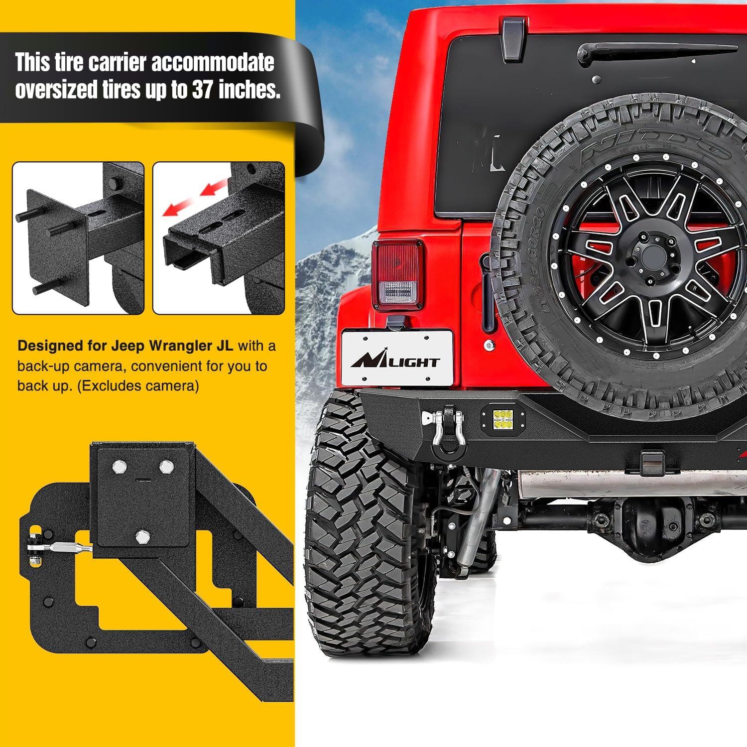 imageNilight Door Storage Rack Movable Cart Door Holder Sliding Bracket Hanger for Wrangler JK JL Gladiator JT 2007 2008 2009 2010 2011 2012 2013 2014 2015 2016 2017 2018 2019 2020 2021 2022 2023 2024 2025JK Rear Bumper 20072018