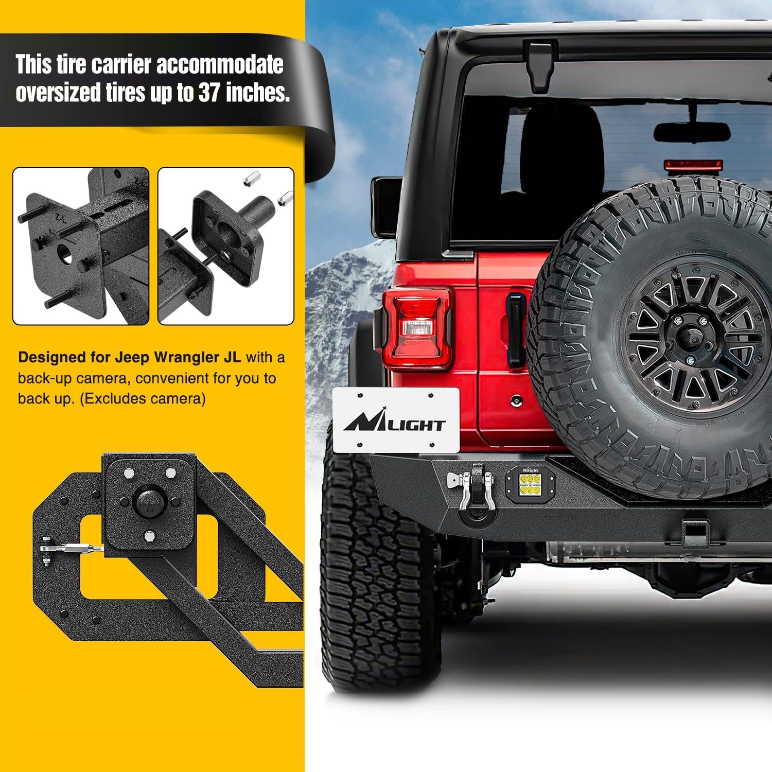 imageNilight Door Storage Rack Movable Cart Door Holder Sliding Bracket Hanger for Wrangler JK JL Gladiator JT 2007 2008 2009 2010 2011 2012 2013 2014 2015 2016 2017 2018 2019 2020 2021 2022 2023 2024 2025JL Rear Bumper 20182024