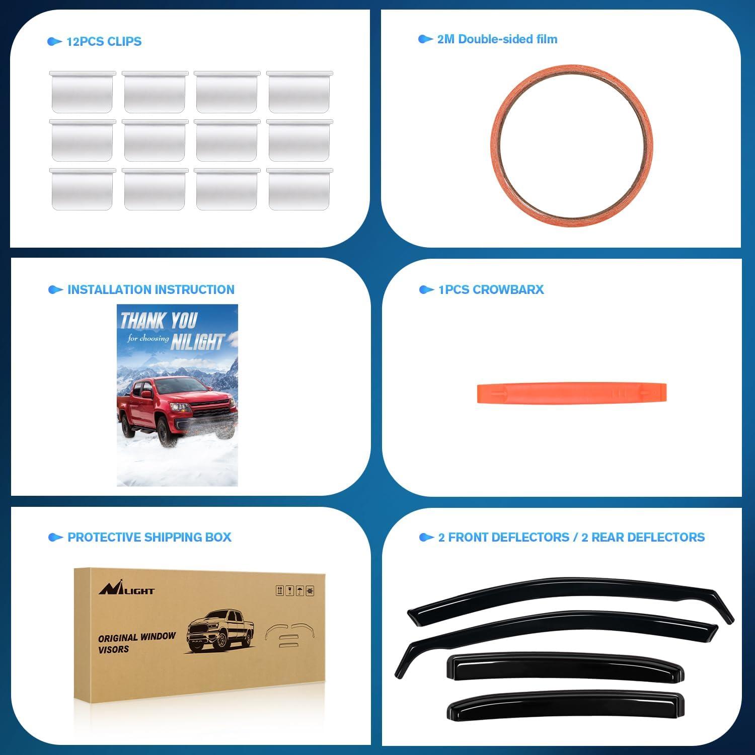 imageNilight Durable Rain Guards for Toyota Tacoma Double Cab 2016 2017 2018 2019 2020 2021 2022 2023 Window Deflectors Vent Window Visors 4 PiecesFor 20182024 Toyota Camry