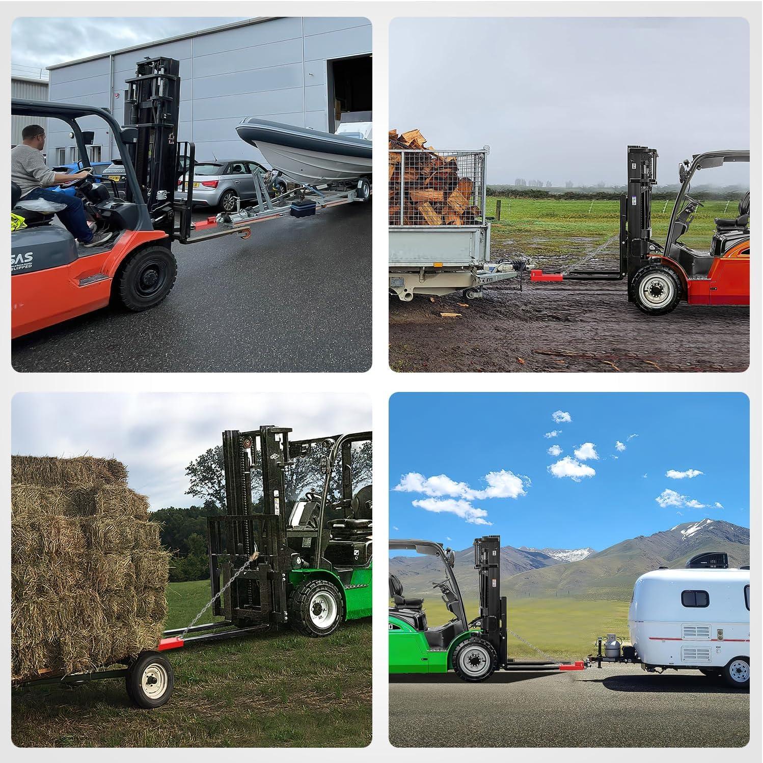 imageNilight Forklift Trailer Hitch Attachment Fits 2 Inch Receiver Clamp on Pallet Fork Trailer Towing Adapter with Safety Chain ampamp 58 Hitch Pin Clip RedForklift Trailer Hitch 55in width