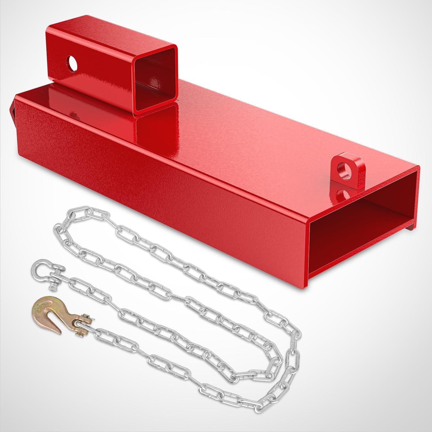 imageNilight Forklift Trailer Hitch Attachment Fits 2 Inch Receiver Clamp on Pallet Fork Trailer Towing Adapter with Safety Chain ampamp 58 Hitch Pin Clip RedForklift Trailer Hitch 55in width