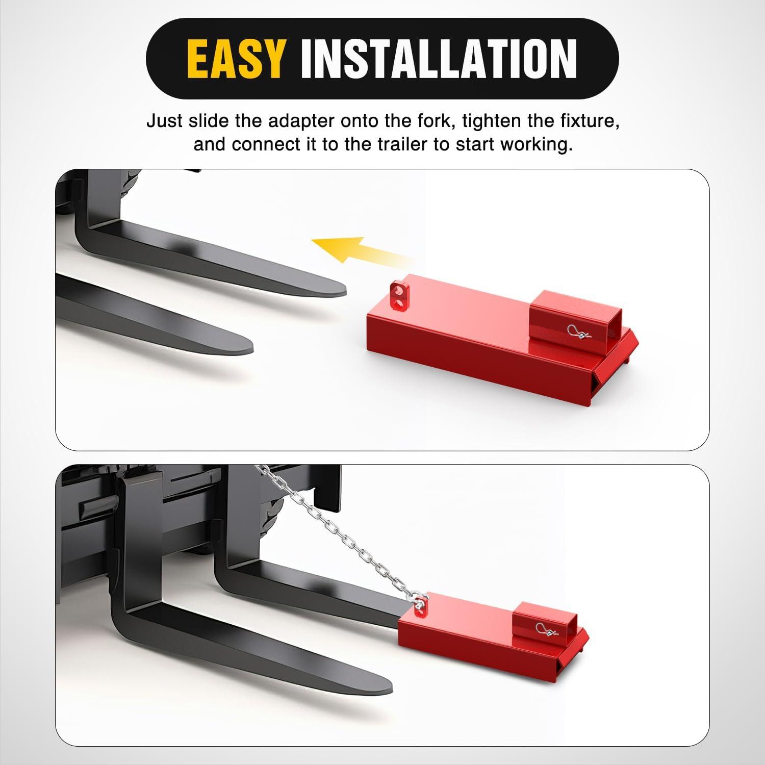 imageNilight Forklift Trailer Hitch Attachment Fits 2 Inch Receiver Clamp on Pallet Fork Trailer Towing Adapter with Safety Chain ampamp 58 Hitch Pin Clip RedForklift Trailer Hitch 55in width