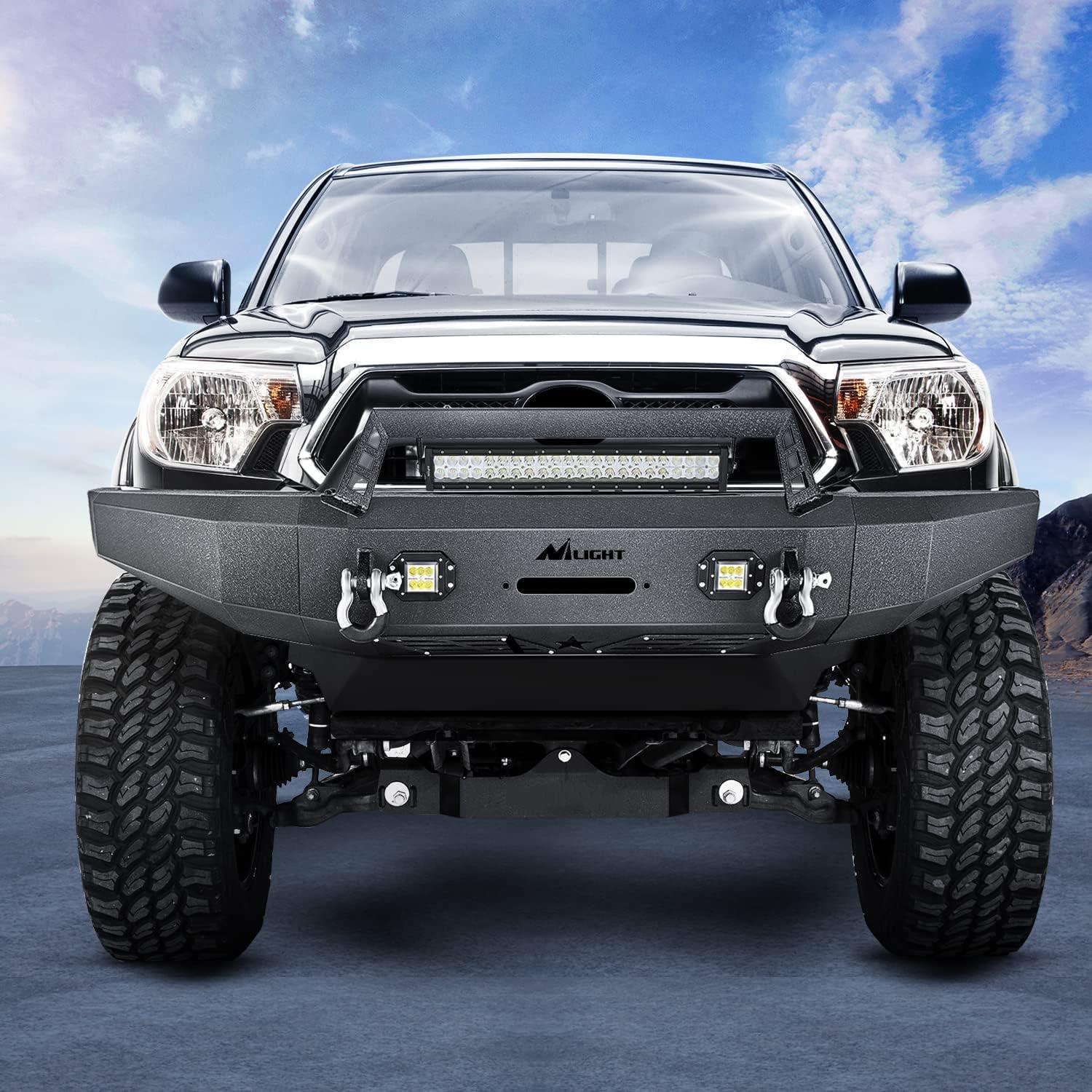 imageNilight Front Bumper Full Width Steel Compatible for 2014 2015 2016 2017 2018 2019 2020 2021 Toyota Tundra Pickup Truck with Winch Plate Offroad 120W Light Bar 18w LED Pods