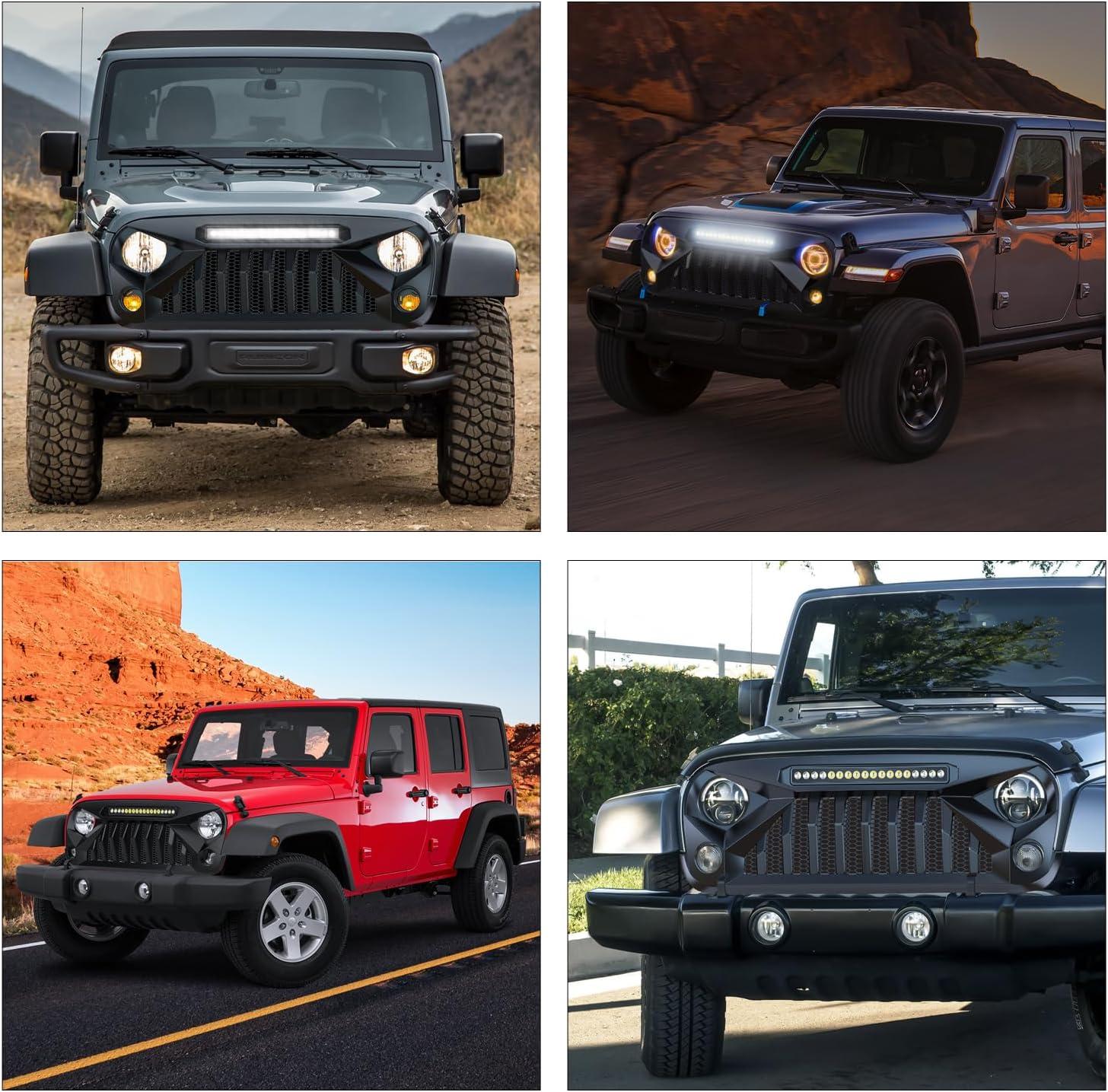 imageNilight Front Bumper Grill Cover for 2007 2008 2009 2010 2011 2012 2013 2014 2015 2016 2017 2018 Wrangler JKJKU Rubicon ampamp Sahara Sport with LED Work Light Pods Matte BlackFor 20072018 JK