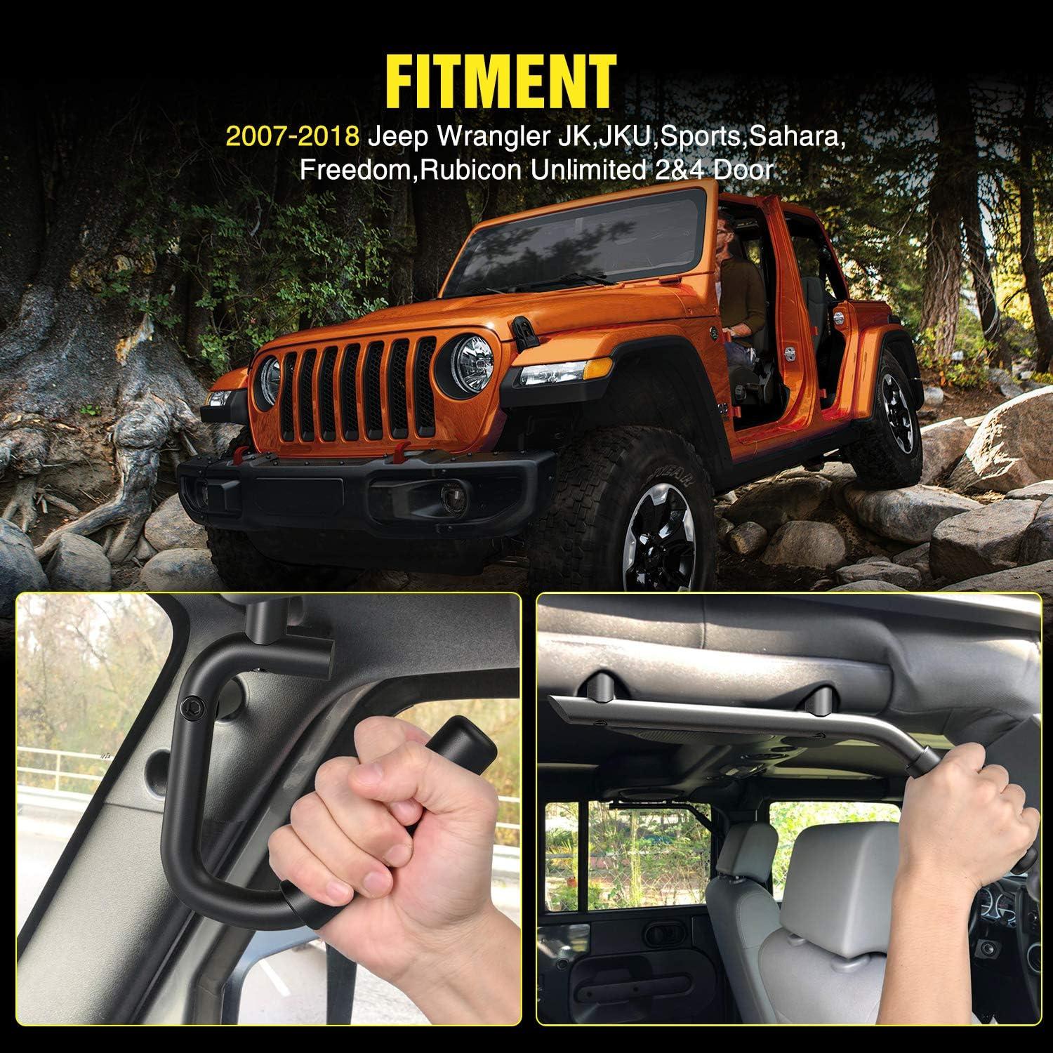 imageNilight Front ampamp Rear Grab Handles Aluminum Roll Bar Grip Handles for 20072018 Wrangler JK JKU Sports Sahara Freedom Rubicon X ampamp Unlimited 2 Years Warranty Black