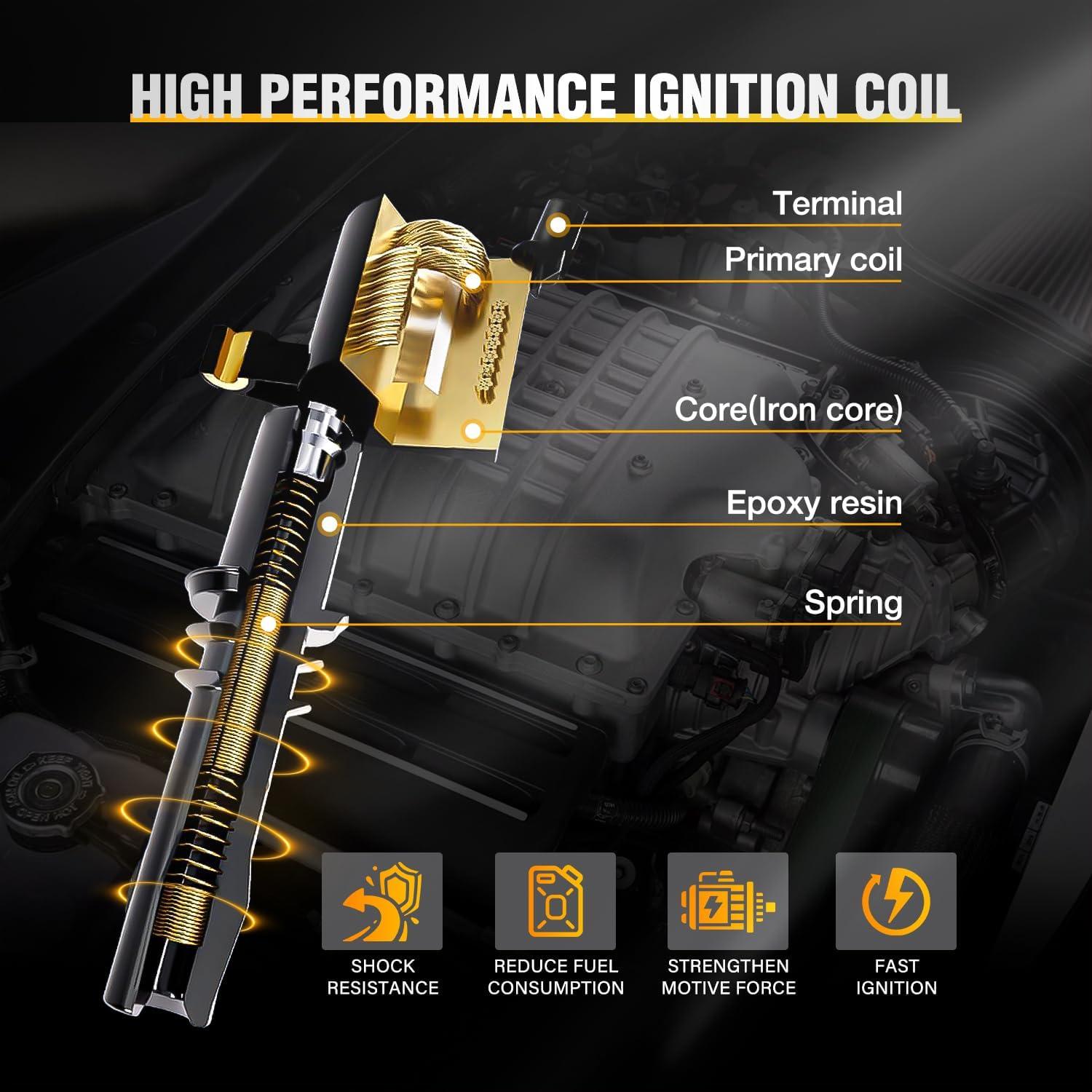 imageNilight Ignition Coil Packs Set of 4 Fit UF651 for Hyundai KIA 2011 2012 2013 2014 2015 2016 17 18 19 2020 Tucson Elantra Soul FORTE 18 20L OE 5C1861 C1804 1788511 273002E000 2pin Ignition CoilsFit Nissan 20072018