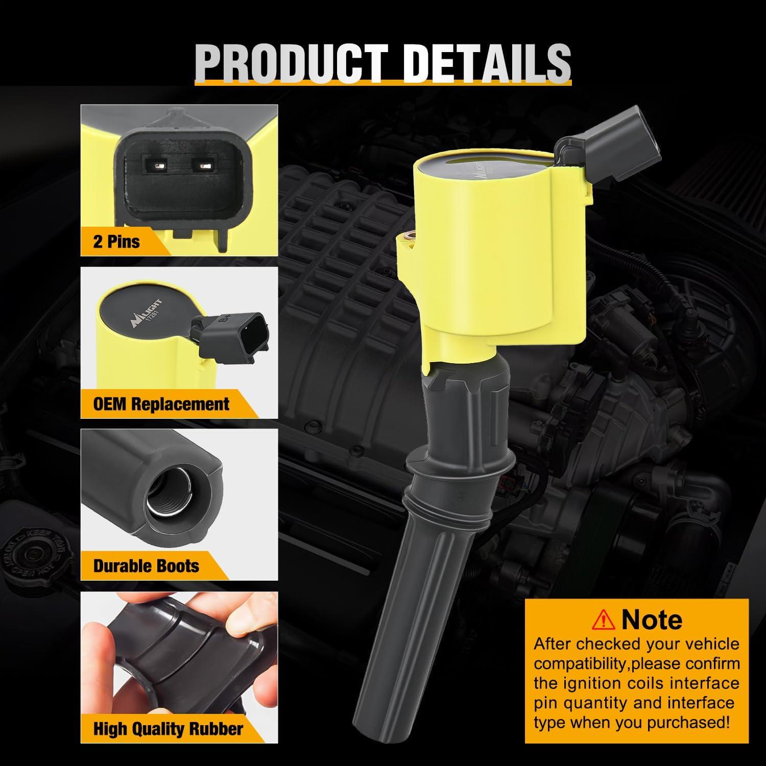 imageNilight Ignition Coil Packs Set of 4 Fit UF651 for Hyundai KIA 2011 2012 2013 2014 2015 2016 17 18 19 2020 Tucson Elantra Soul FORTE 18 20L OE 5C1861 C1804 1788511 273002E000 2pin Ignition CoilsFit Ford 19982008