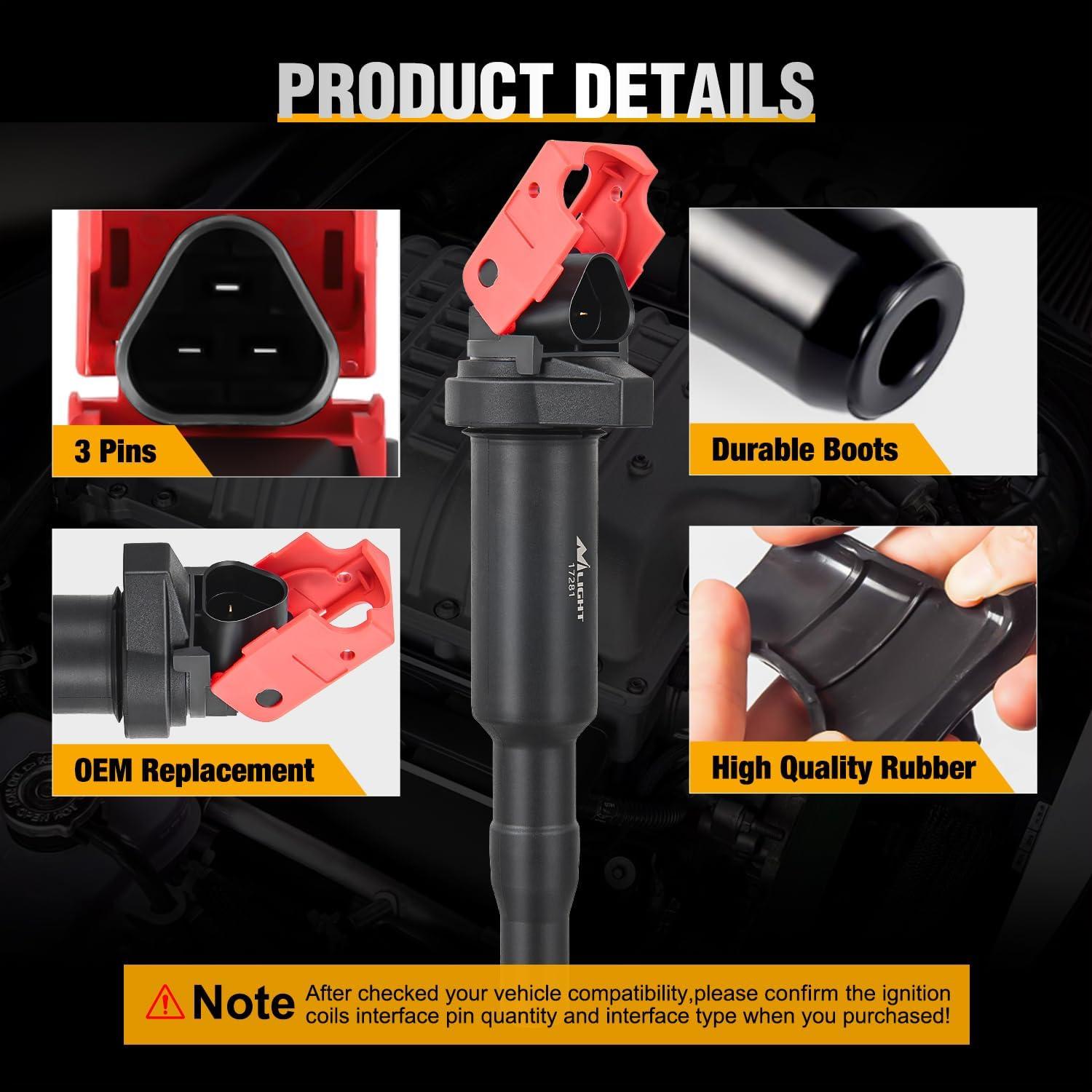 imageNilight Ignition Coil Packs Set of 4 Fit UF651 for Hyundai KIA 2011 2012 2013 2014 2015 2016 17 18 19 2020 Tucson Elantra Soul FORTE 18 20L OE 5C1861 C1804 1788511 273002E000 2pin Ignition CoilsFit BMW 20012013