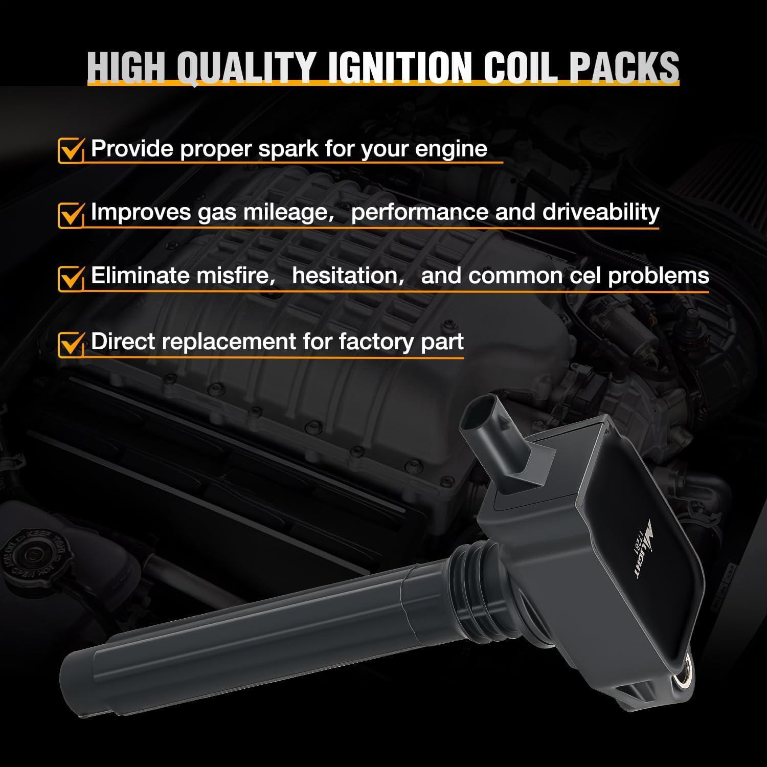 imageNilight Ignition Coil Packs Set of 4 Fit UF651 for Hyundai KIA 2011 2012 2013 2014 2015 2016 17 18 19 2020 Tucson Elantra Soul FORTE 18 20L OE 5C1861 C1804 1788511 273002E000 2pin Ignition CoilsFit DodgeChryslerJeep 20112016