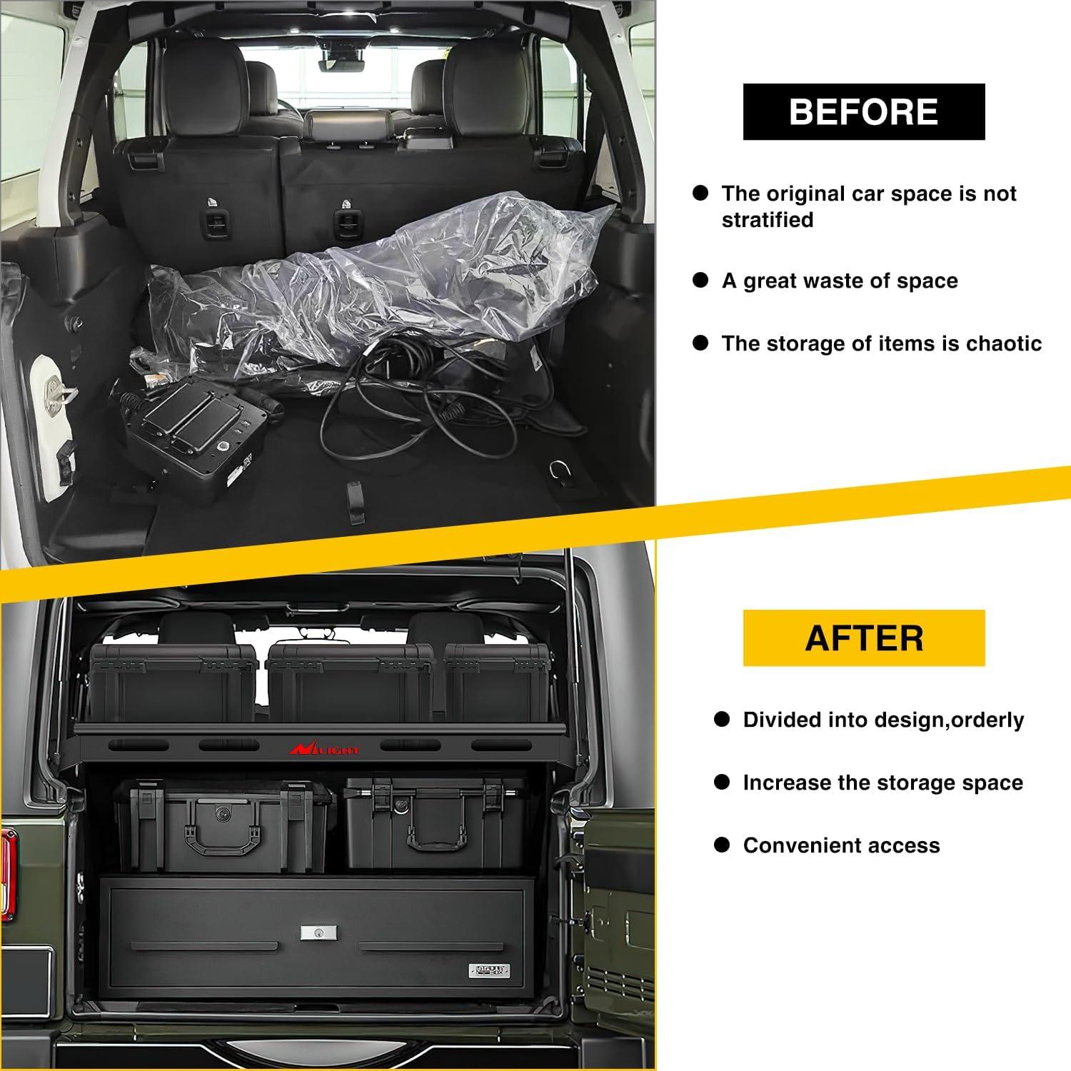 imageNilight Interior Storage Rear Trunk Cargo Rack Basket Tray Interior Storage Luggage Carrier for 20072025 Wrangler JK JKU ampamp JL JLU Unlimited 4Door Hardtops
