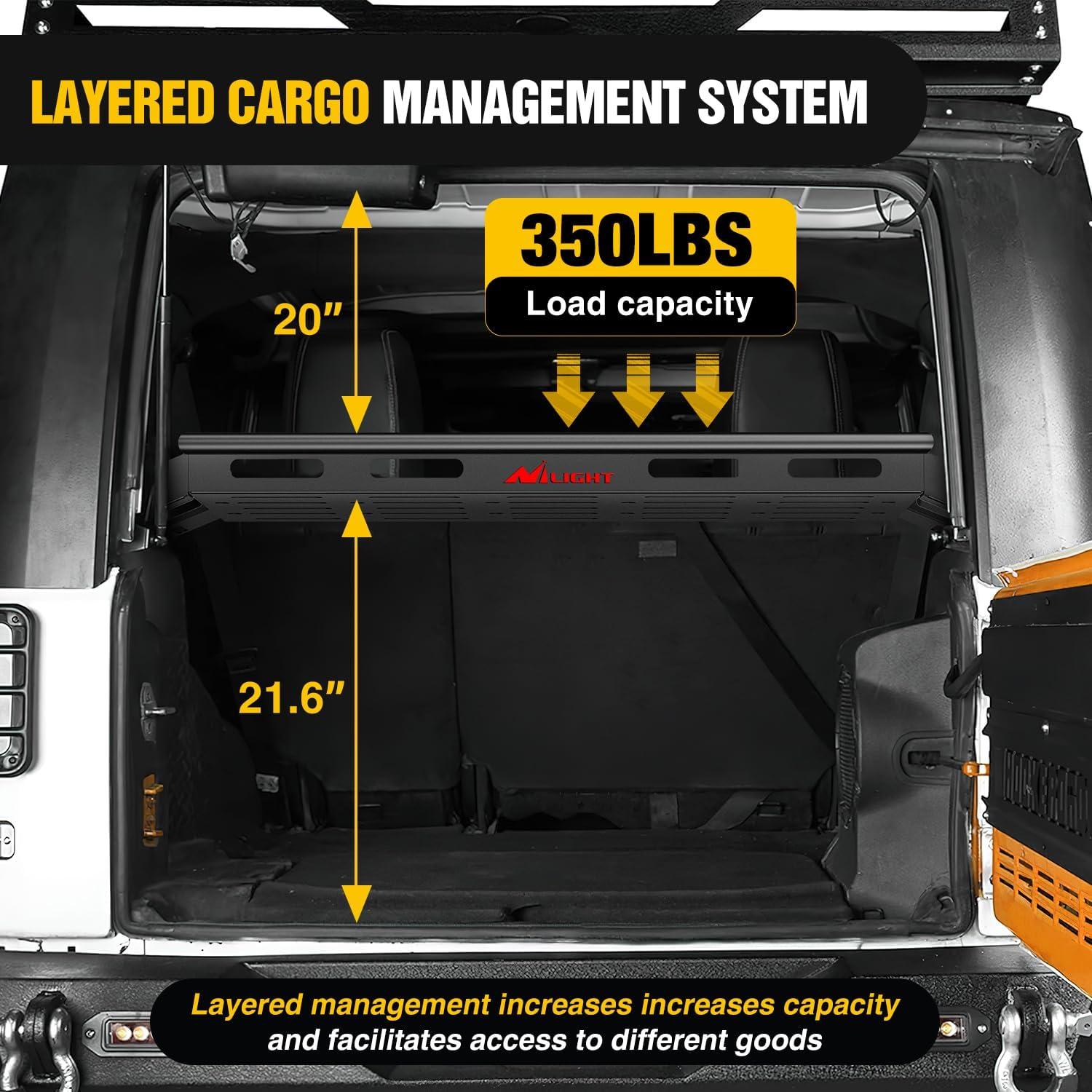 imageNilight Interior Storage Rear Trunk Cargo Rack Basket Tray Interior Storage Luggage Carrier for 20072025 Wrangler JK JKU ampamp JL JLU Unlimited 4Door Hardtops
