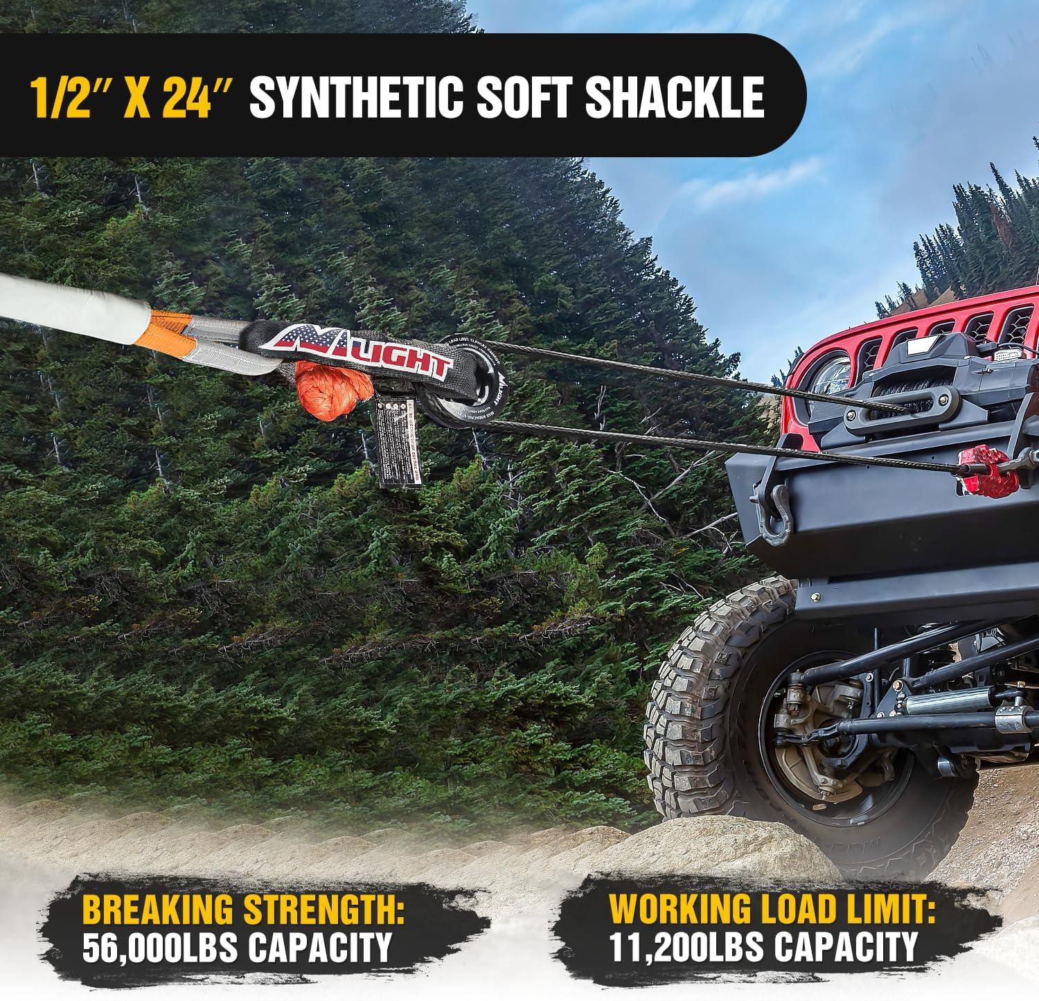 imageNilight Kinetic Recovery Rope 33000 LBS 1quot x 30ft Snatch Strap Heavy Duty Offroad Towing Starp Kit Vehicle Recovery kit for UTV ATV SUV Truck Car Jeep Tractor2Pcs Soft Shackles