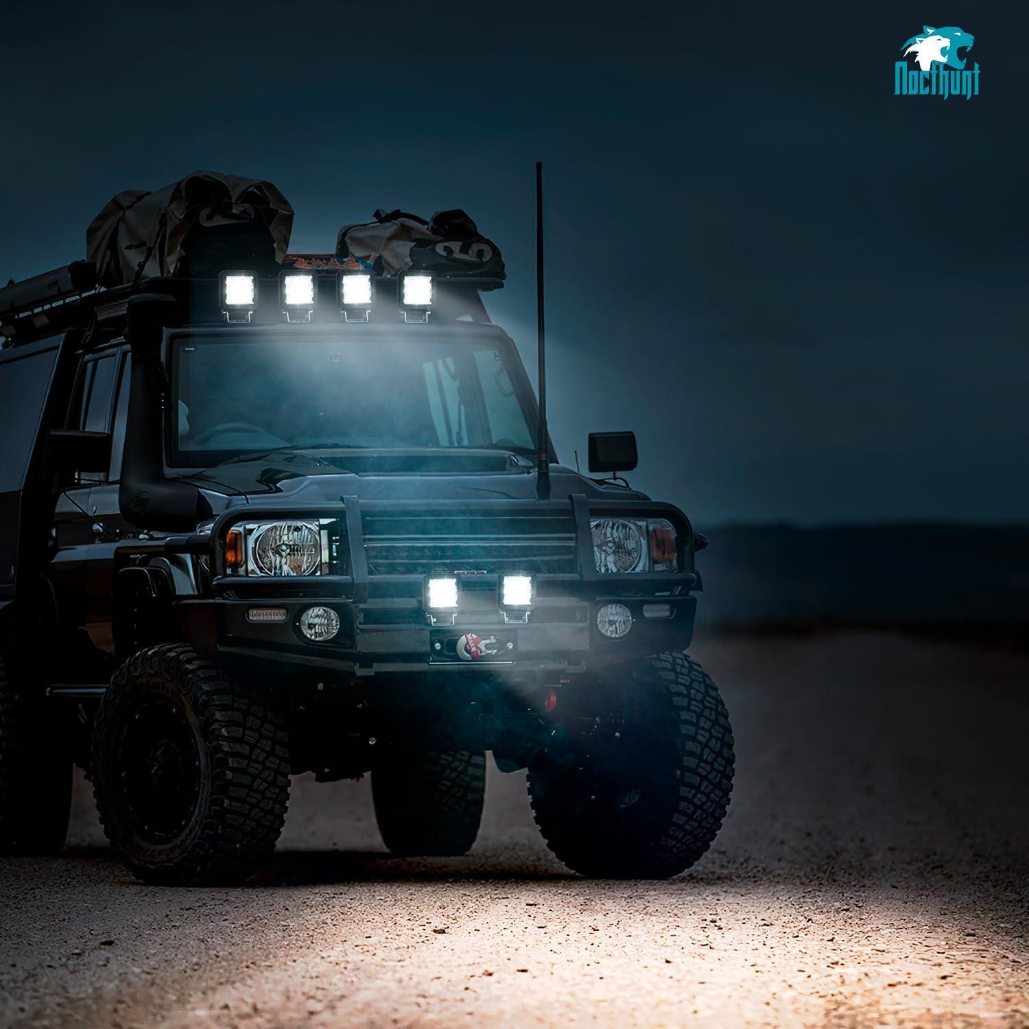 imageNilight LED Light Pods 2 PCS 4 Inch 16LED Super Slim Flood Beam Square Driving Work Offroad Side Ditch Lights Builtin EMC for Tractor Truck Motorbike Boat ATV3Inch 9Led Light Pods 2Pcs