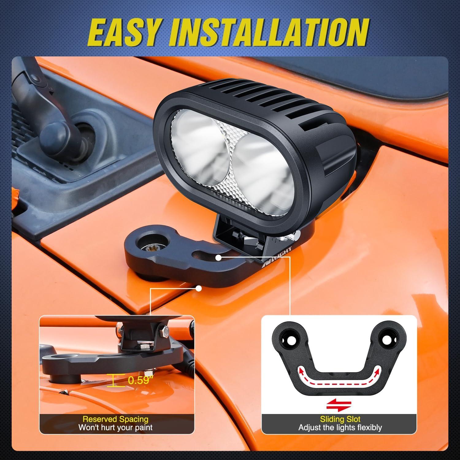 imageNilight Light Mounting Bracket Hood Cowl Mount Brackets for Front APillar Auxiliary Offroad LED Pod Light Work Lights on 20182023 Jeep Wrangler JLJLU 20202023 Gladiator JTAPillar JLJLU JT