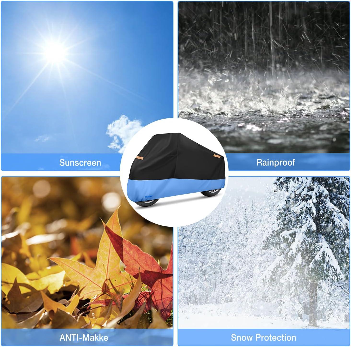 imageNilight Motorcycle Cover All Season Universal Oxford Fabric with LockHole Waterproof Durable UV with Storage Bag ampamp Protective Reflective Strip Fits up to 96quot MotorcycleXXL 108L x 41W x 50H