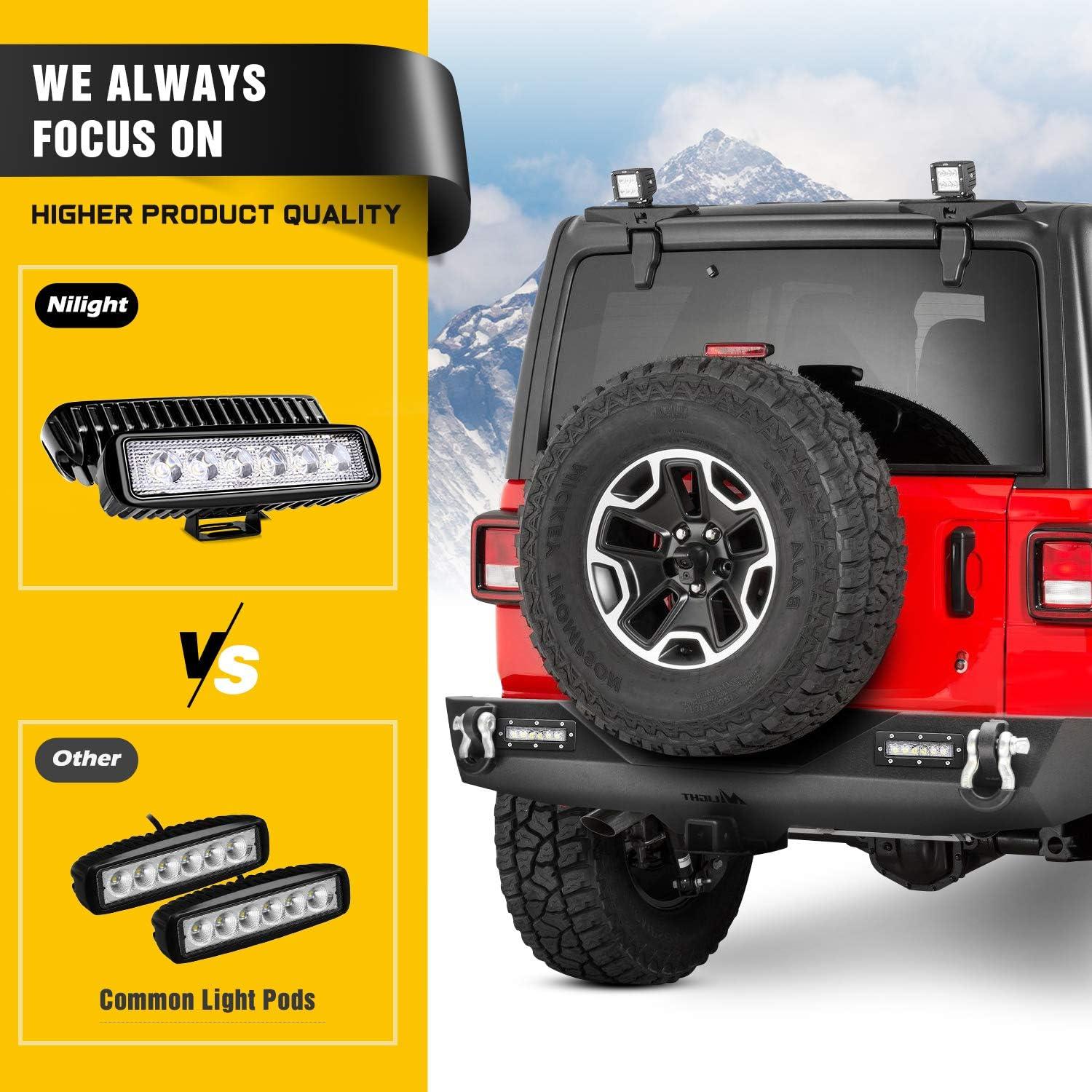 imageNilight Off Road Front Rear Tubular Doors with Side View Mirrors Compatible with 2018 2019 2020 2021 2022 2023 Wrangler JL 2020 2021 2022 2023 Gladiator JT 4 Door Only 2 Years WarrantyRear Bumper 20182025 JL