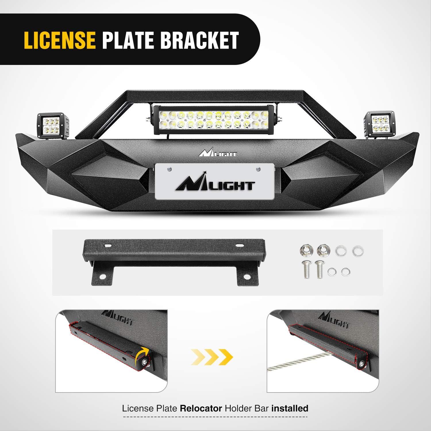 imageNilight Off Road Front Rear Tubular Doors with Side View Mirrors Compatible with 2018 2019 2020 2021 2022 2023 Wrangler JL 2020 2021 2022 2023 Gladiator JT 4 Door Only 2 Years WarrantyFront Bumper B Rear Bumper JL