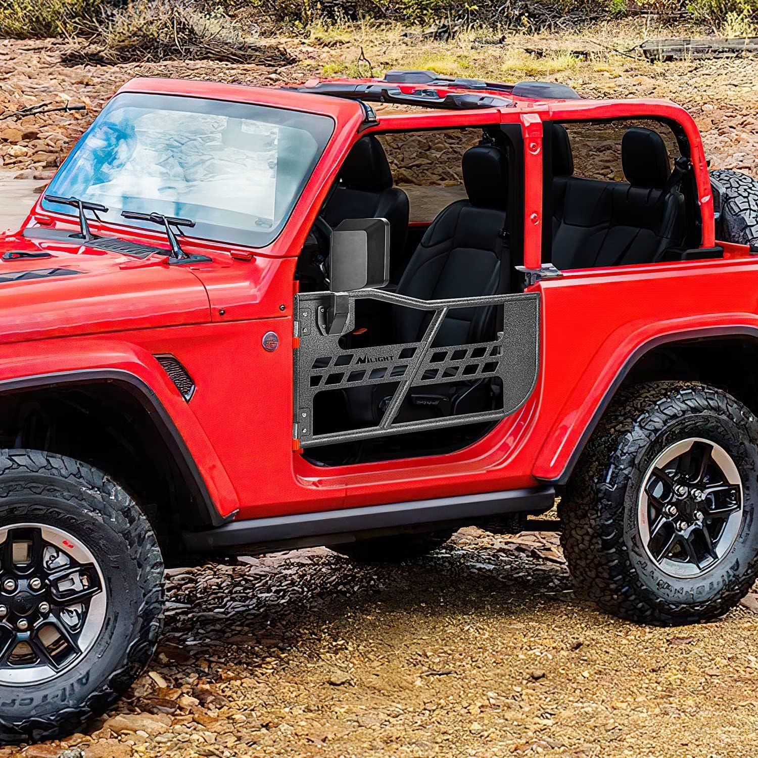 imageNilight Off Road Front Rear Tubular Doors with Side View Mirrors Compatible with 2018 2019 2020 2021 2022 2023 Wrangler JL 2020 2021 2022 2023 Gladiator JT 4 Door Only 2 Years Warranty2 Front Tubular Doors 20182023 JLJT