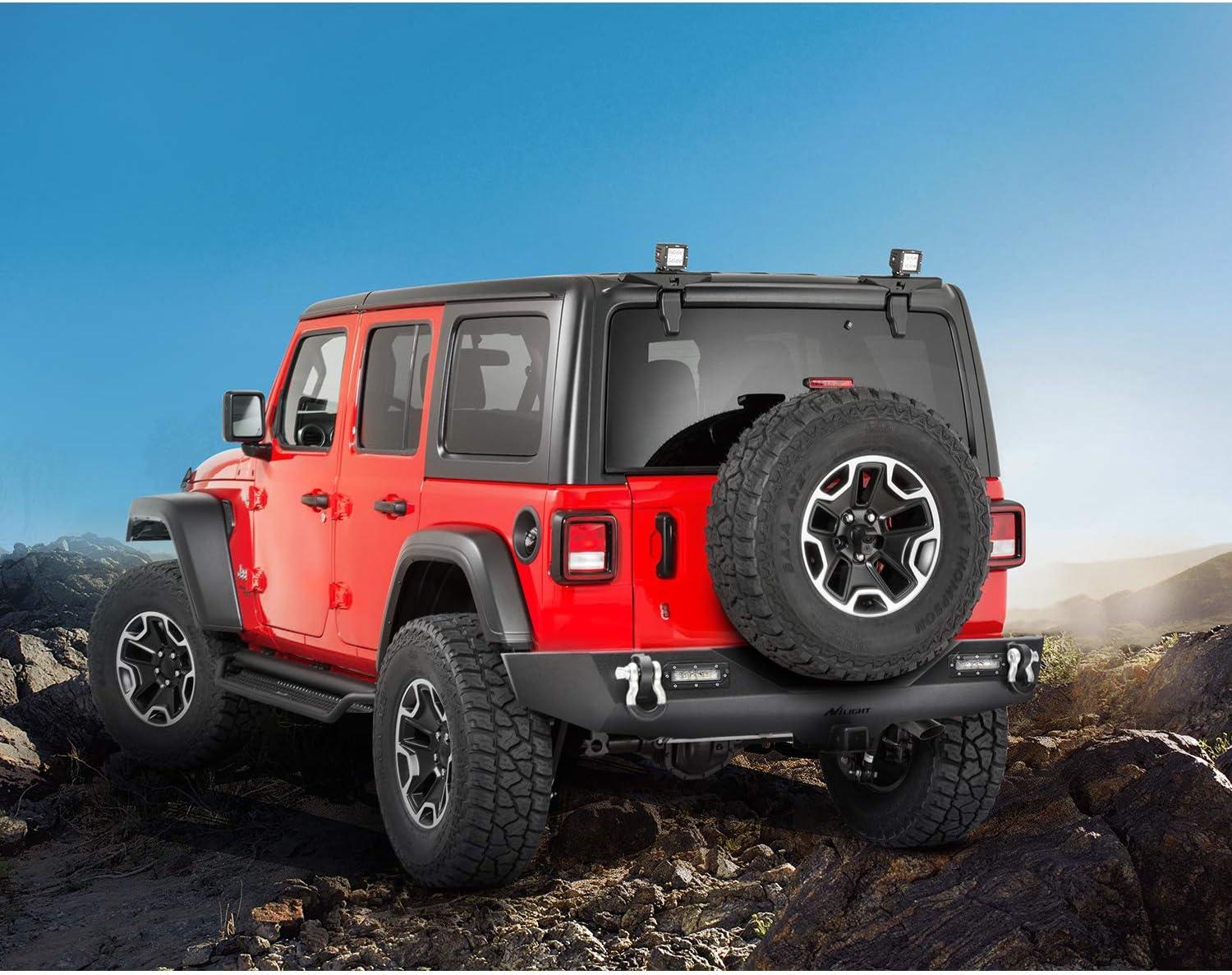 imageNilight Off Road Front Rear Tubular Doors with Side View Mirrors Compatible with 2018 2019 2020 2021 2022 2023 Wrangler JL 2020 2021 2022 2023 Gladiator JT 4 Door Only 2 Years WarrantyRear Bumper 20182025 JL