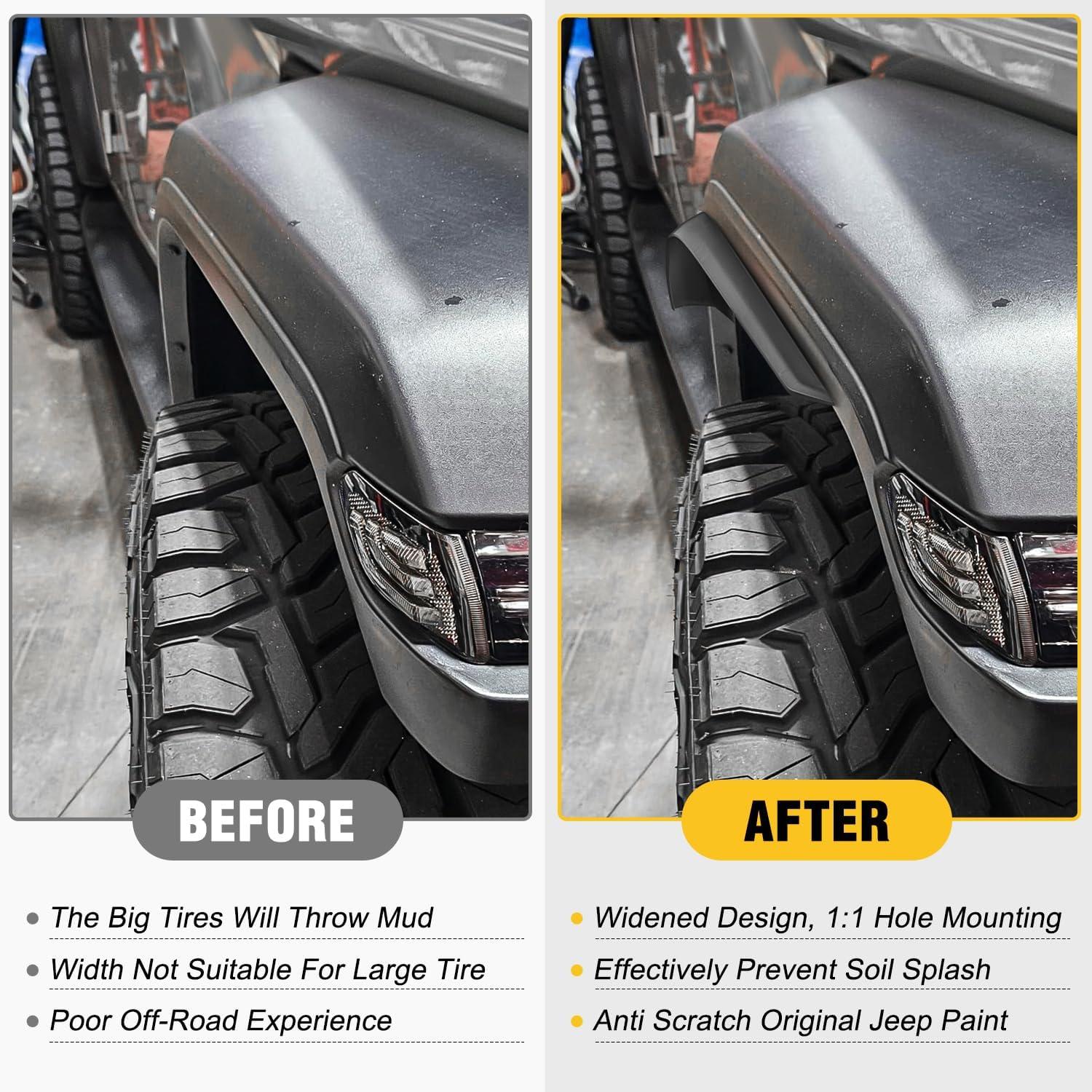 imageNilight OffRoad Fender Flares Kit Compatible with 20072018 Wrangler JK 24 Doors HeavyDuty Solid Steel Black Textured Fenders for Unlimited JK Front ampamp Rear Flat4pcsJK63DFor 20182025 Rubicon