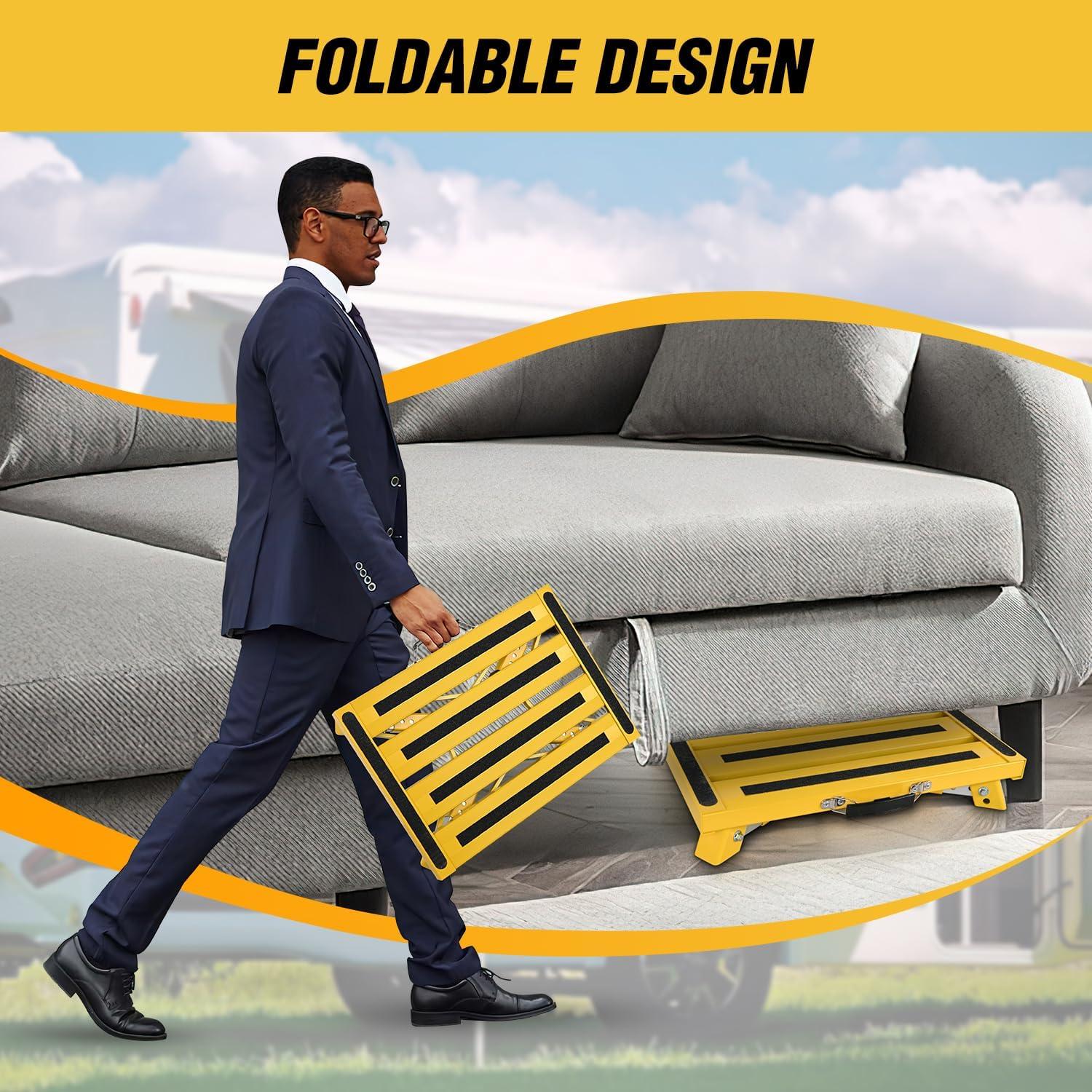 imageNilight RV Step Stool Aluminum Folding Platform Steps 19x145 RV Steps 4 Levels Adjustable Step Stool with AntiSlip Surface Rubber Feet Handle Supports Up to 500lbs for Camper Travel Trailer SilverYellow