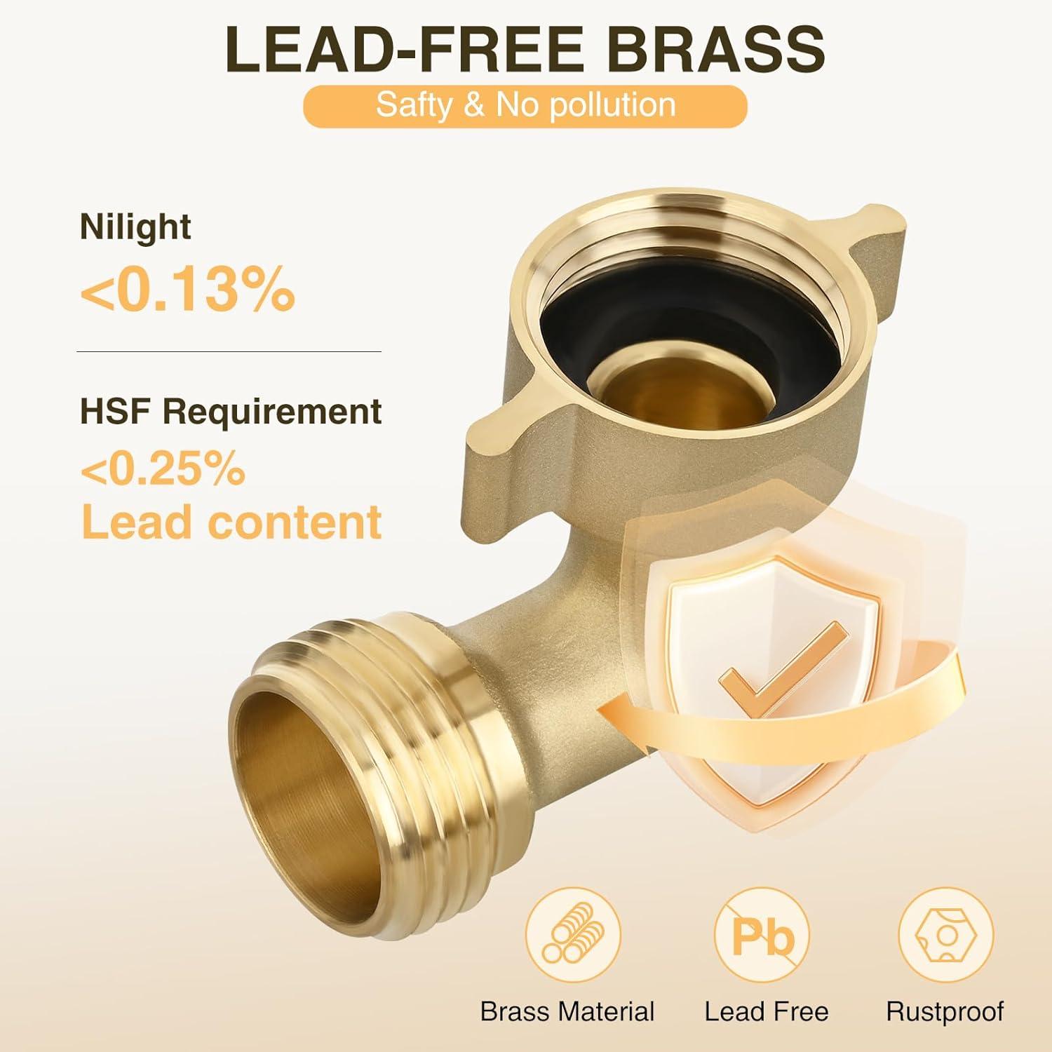 imageNilight RV Water Pressure Regulator for RV Camper Water Hose Pressure Regulator with Oil Filled Gauge and Inlet Brass Leadfree Adjustable RV Water Pressure Regulator Valve for Camper Travel Trailer90 Degree Hose Elbow