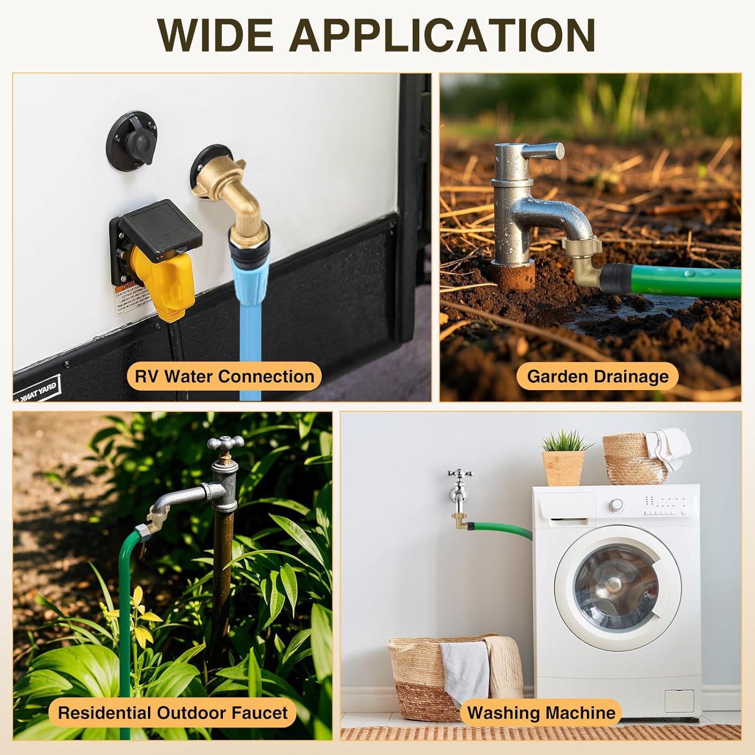 imageNilight RV Water Pressure Regulator for RV Camper Water Hose Pressure Regulator with Oil Filled Gauge and Inlet Brass Leadfree Adjustable RV Water Pressure Regulator Valve for Camper Travel Trailer90 Degree Hose Elbow