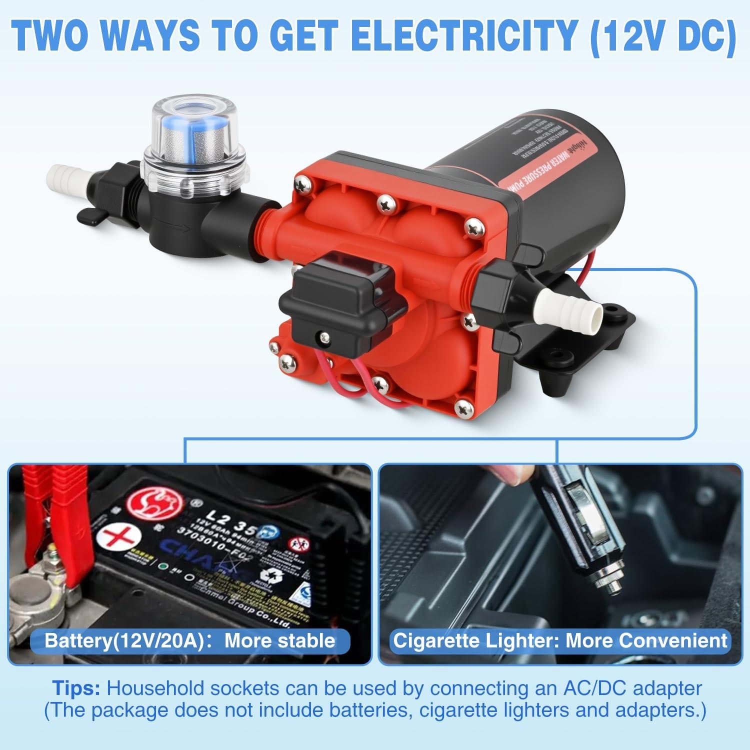 imageNilight RV Water Pump 12v Water Pump 35 GPM 45 PSI with Pressure Switch and Strainer Heavy Duty Diaphragm Pump 12 Volt DC Upgrade SelfPriming Low Noice for RV Marine Yacht Caravan Camper Trailer55GPM Water Pump