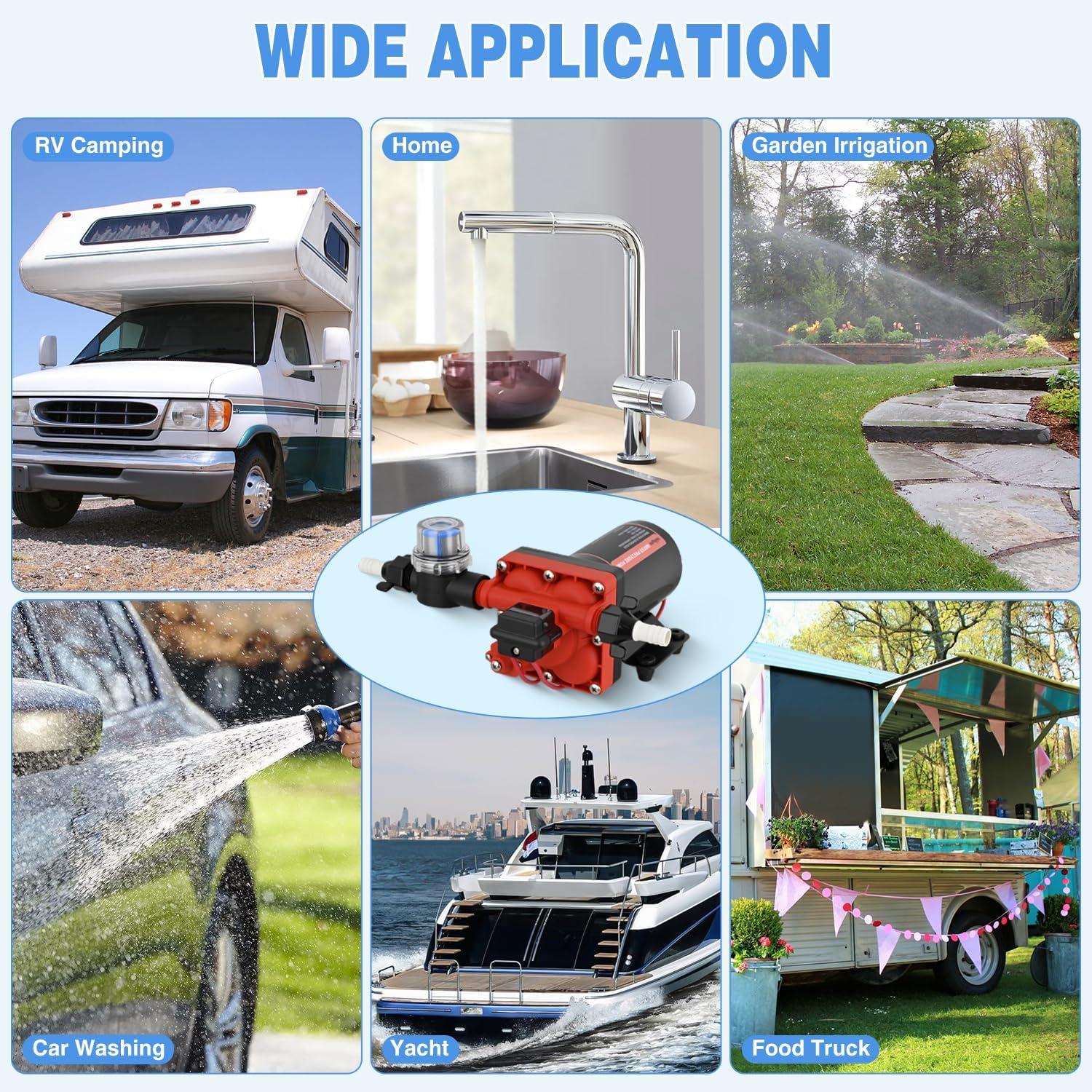 imageNilight RV Water Pump 12v Water Pump 35 GPM 45 PSI with Pressure Switch and Strainer Heavy Duty Diaphragm Pump 12 Volt DC Upgrade SelfPriming Low Noice for RV Marine Yacht Caravan Camper Trailer55GPM Water Pump