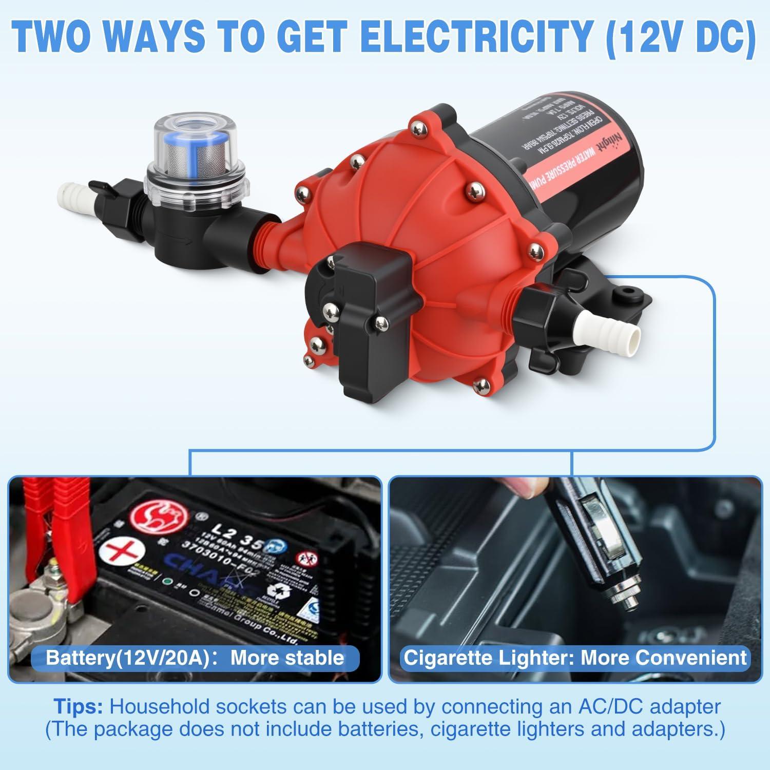 imageNilight RV Water Pump 12v Water Pump 35 GPM 45 PSI with Pressure Switch and Strainer Heavy Duty Diaphragm Pump 12 Volt DC Upgrade SelfPriming Low Noice for RV Marine Yacht Caravan Camper Trailer70GPM Water Pump