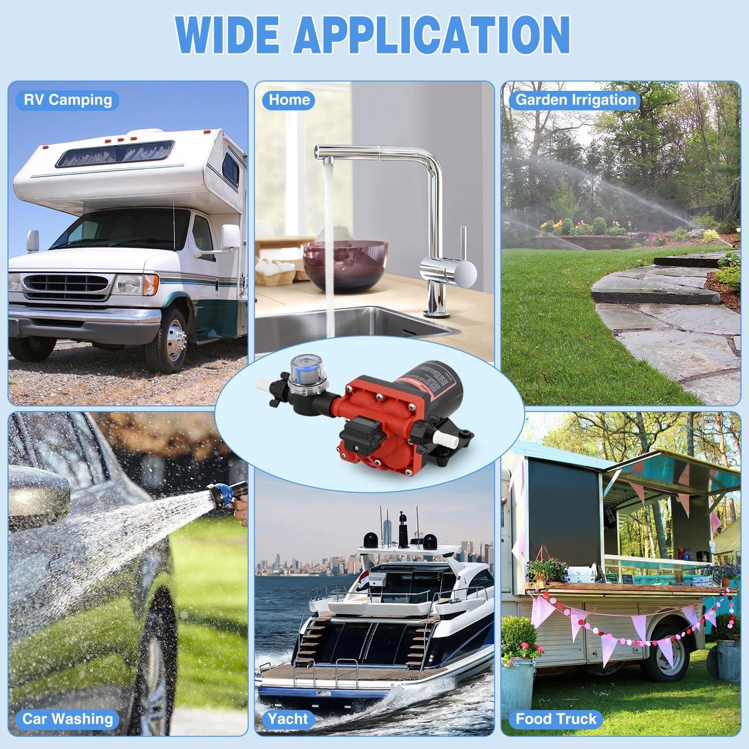 imageNilight RV Water Pump 12v Water Pump 35 GPM 45 PSI with Pressure Switch and Strainer Heavy Duty Diaphragm Pump 12 Volt DC Upgrade SelfPriming Low Noice for RV Marine Yacht Caravan Camper Trailer35GPM Water Pump