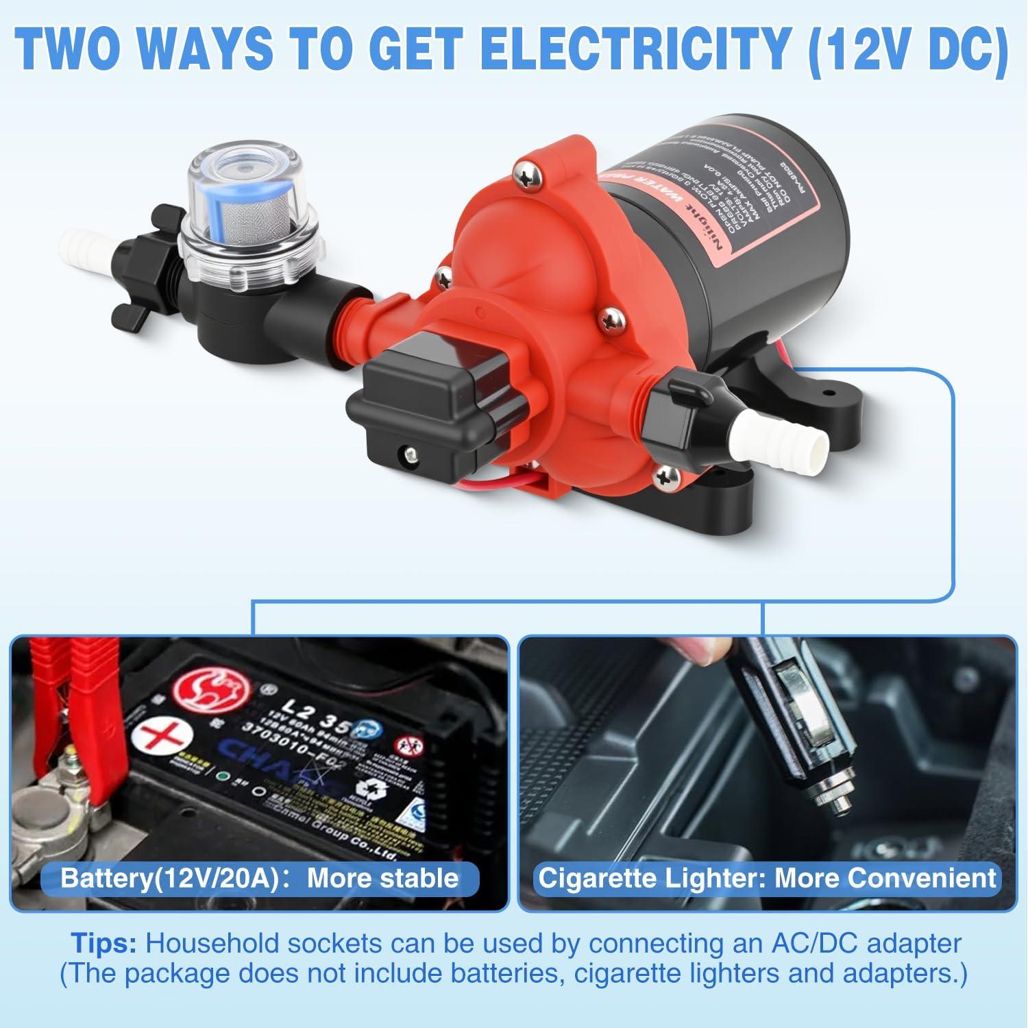 imageNilight RV Water Pump 12v Water Pump 35 GPM 45 PSI with Pressure Switch and Strainer Heavy Duty Diaphragm Pump 12 Volt DC Upgrade SelfPriming Low Noice for RV Marine Yacht Caravan Camper Trailer35GPM Water Pump