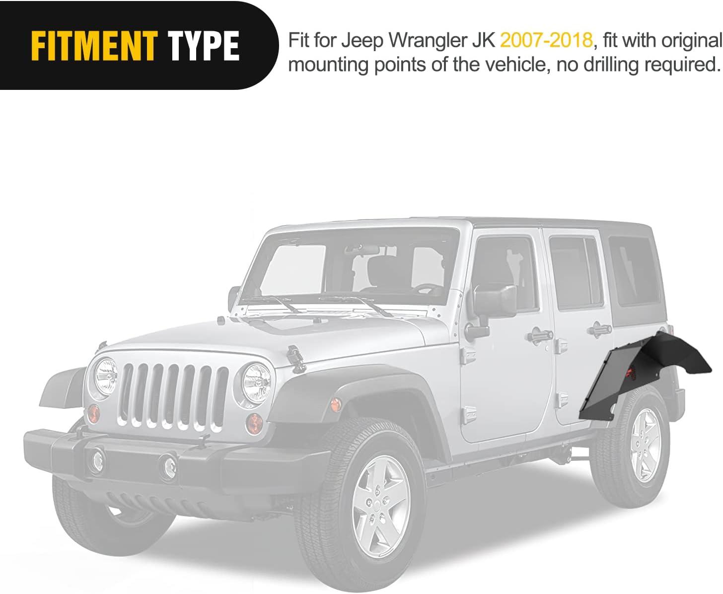 imageNilight Rear Inner Fender Liners Steel Wheel Cover Fit for 20072018 Wrangler JK JKU 4WD 4Door2Door Unlimited Bolton Style Fender Flares Splash Guards2Pcs Rear JK 20072018