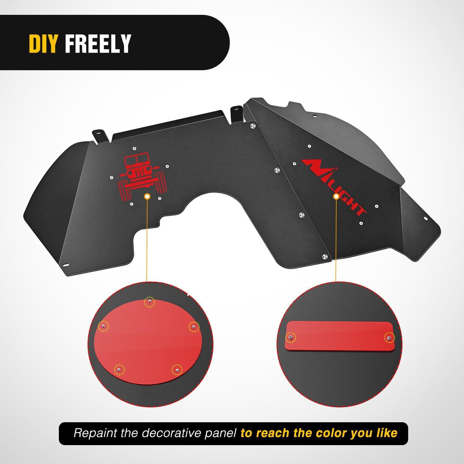 imageNilight Rear Inner Fender Liners Steel Wheel Cover Fit for 20072018 Wrangler JK JKU 4WD 4Door2Door Unlimited Bolton Style Fender Flares Splash Guards4Pcs FrontRear JL 20182025