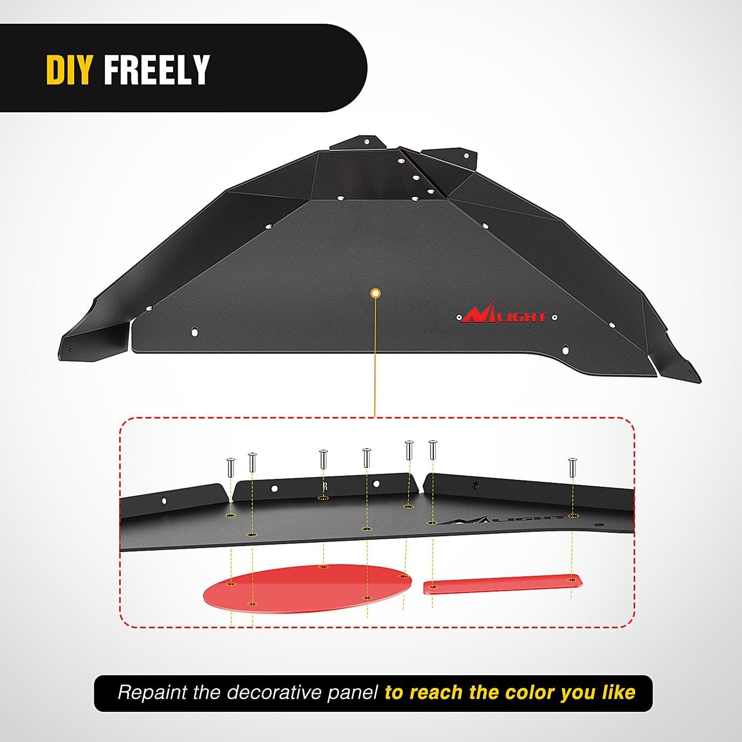 imageNilight Rear Inner Fender Liners Steel Wheel Cover Fit for 20072018 Wrangler JK JKU 4WD 4Door2Door Unlimited Bolton Style Fender Flares Splash Guards4Pcs FrontRear JK 20072018