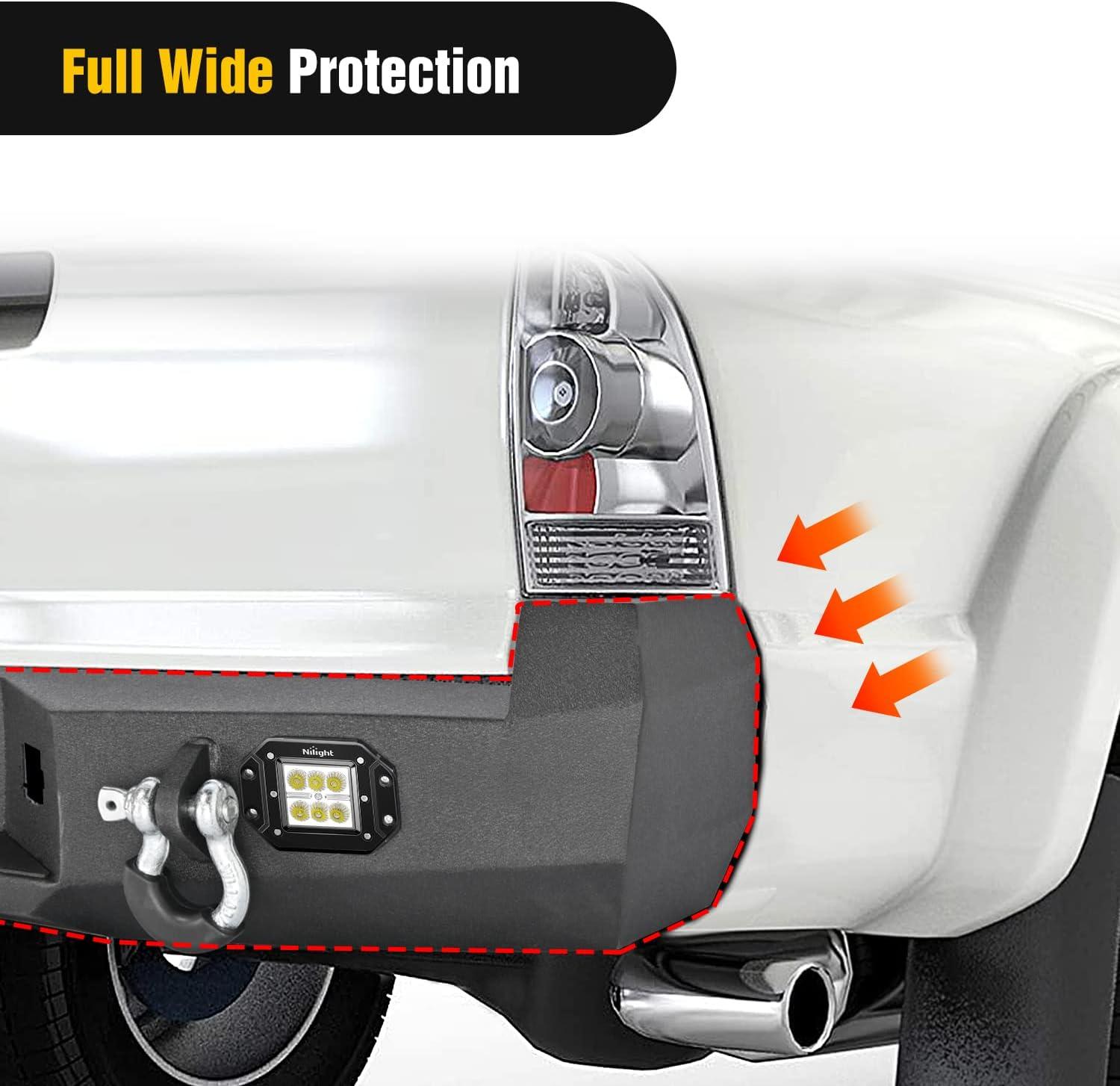 imageNilight Rear Step Bumper Compatible with 2020 2021 2022 2023 2024 2025 Gladiator JT Super Duty Pickup Truck Bumper with LED Lights Sensor Holes and DringsRear Bumper