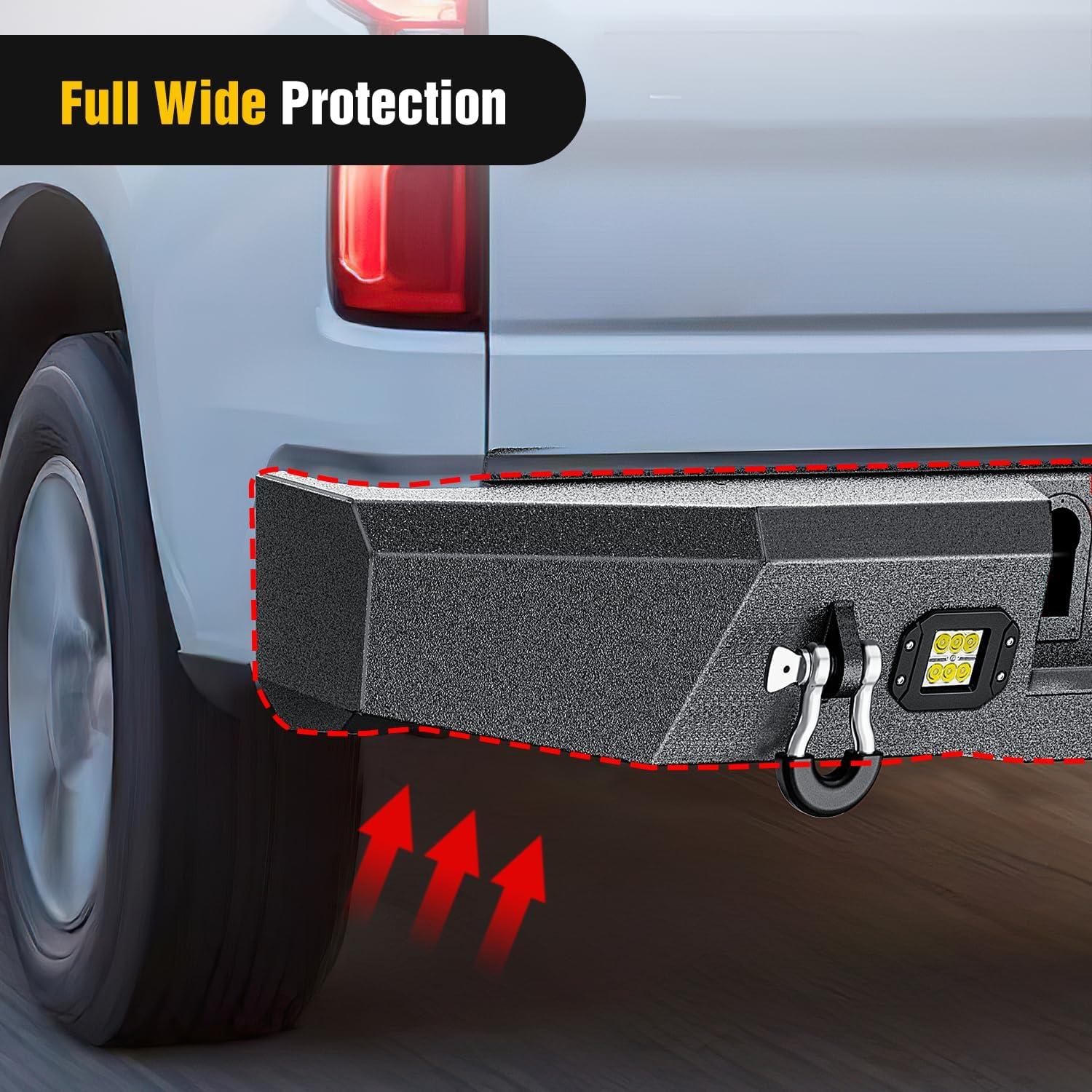 imageNilight Rear Step Bumper Compatible with 2020 2021 2022 2023 2024 2025 Gladiator JT Super Duty Pickup Truck Bumper with LED Lights Sensor Holes and DringsRear Bumper