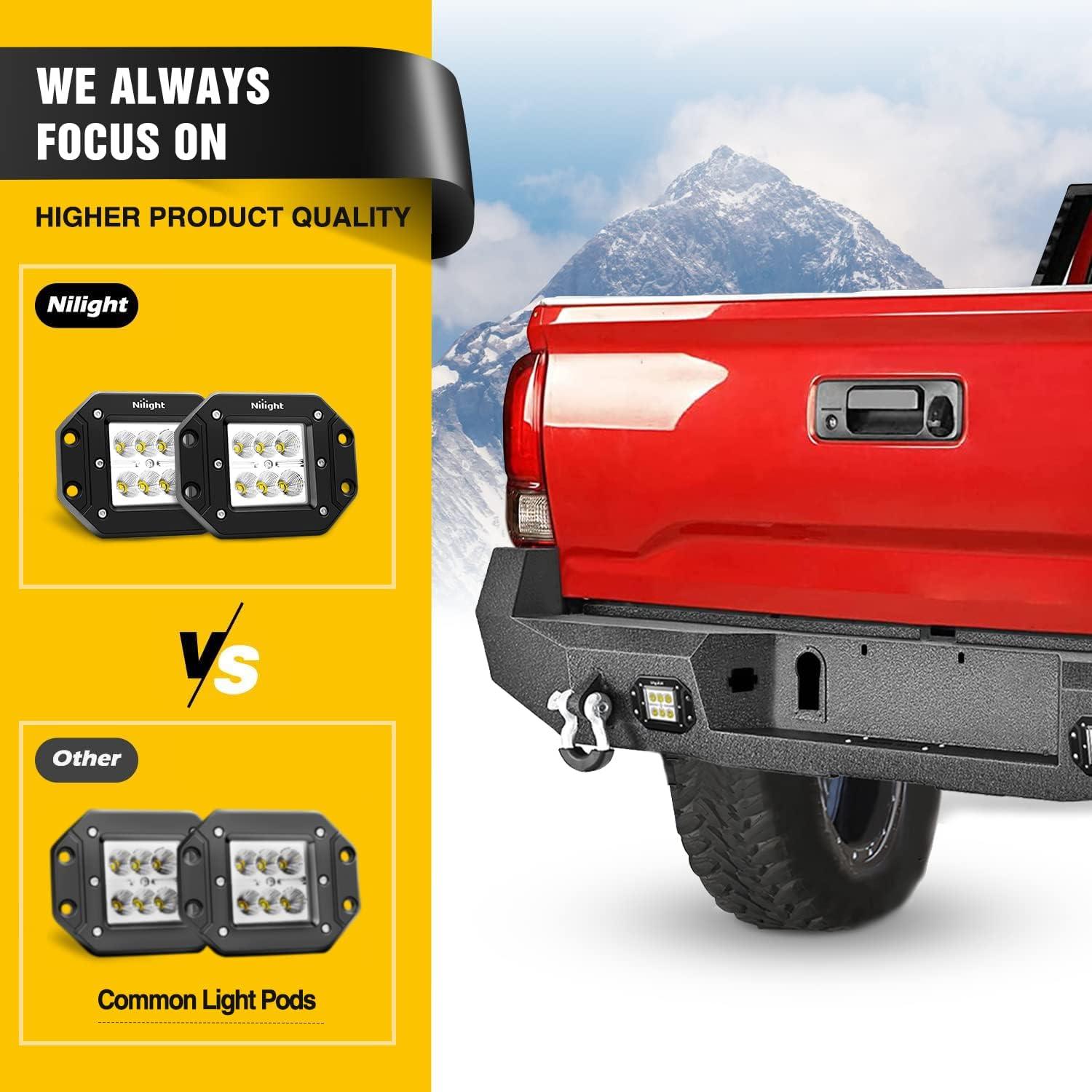 imageNilight Rear Step Bumper Compatible with 2020 2021 2022 2023 2024 2025 Gladiator JT Super Duty Pickup Truck Bumper with LED Lights Sensor Holes and DringsRear Bumper