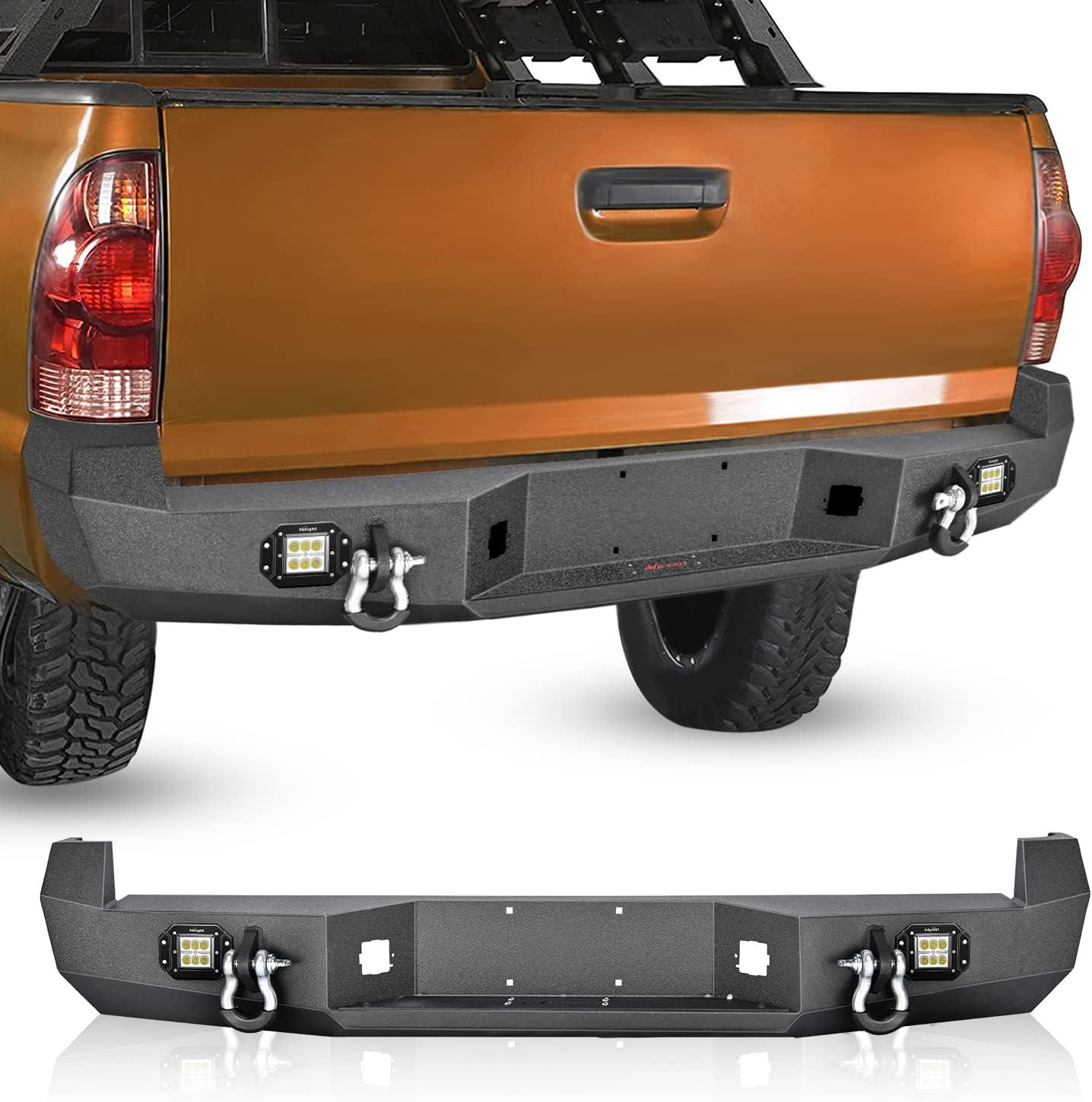 imageNilight Rear Step Bumper Compatible with 2020 2021 2022 2023 2024 2025 Gladiator JT Super Duty Pickup Truck Bumper with LED Lights Sensor Holes and DringsRear Bumper