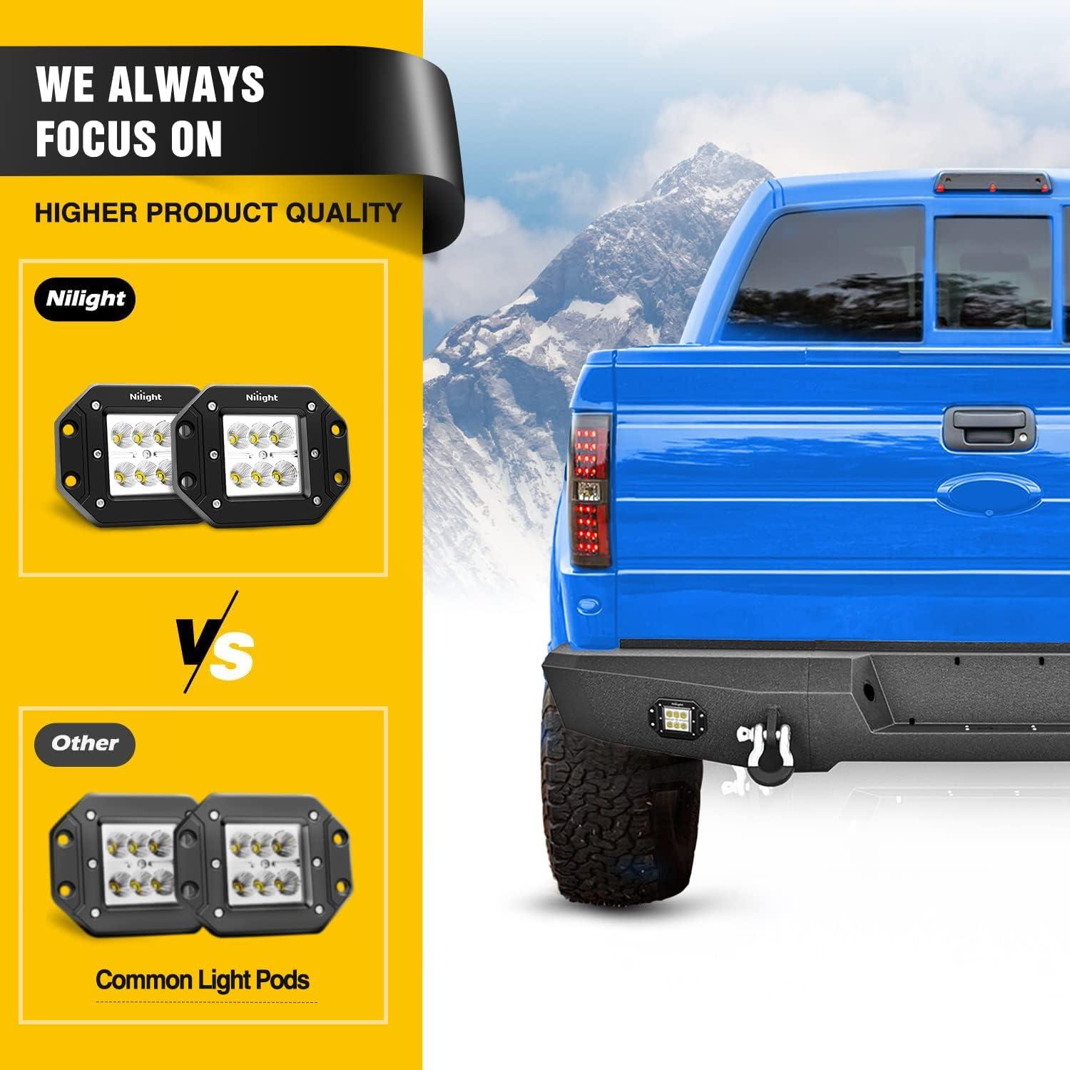 imageNilight Rear Step Bumper Compatible with 2020 2021 2022 2023 2024 2025 Gladiator JT Super Duty Pickup Truck Bumper with LED Lights Sensor Holes and DringsRear Bumper