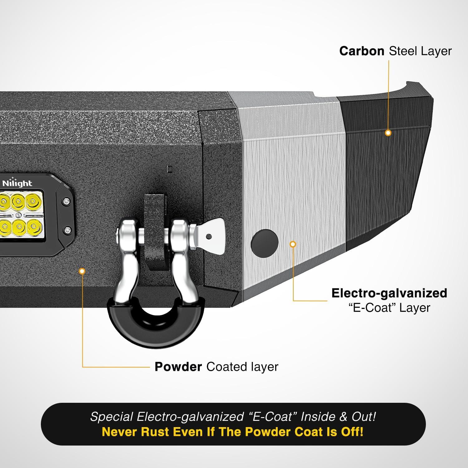 imageNilight Rear Step Bumper Compatible with 2020 2021 2022 2023 2024 2025 Gladiator JT Super Duty Pickup Truck Bumper with LED Lights Sensor Holes and DringsRear Bumper