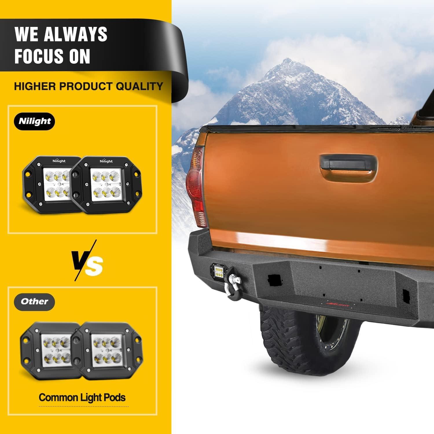 imageNilight Rear Step Bumper Compatible with 2020 2021 2022 2023 2024 2025 Gladiator JT Super Duty Pickup Truck Bumper with LED Lights Sensor Holes and DringsRear Bumper