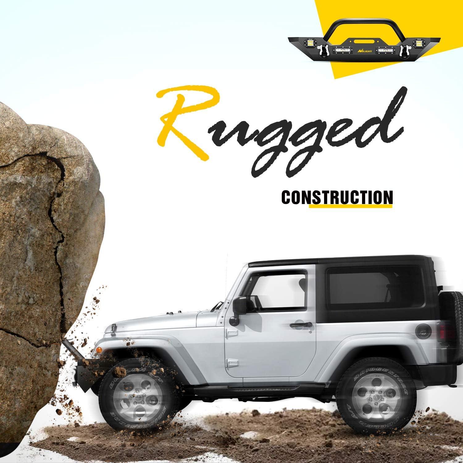 imageNilight Roof Rack Cargo Basket with LED Light Bar Compatible with 20072025 Wrangler JK JL Unlimited ampamp Gladiator JT 4 Door Hardtop JKU JLU Luggage Rooftop Storage CarrierFront Bumper