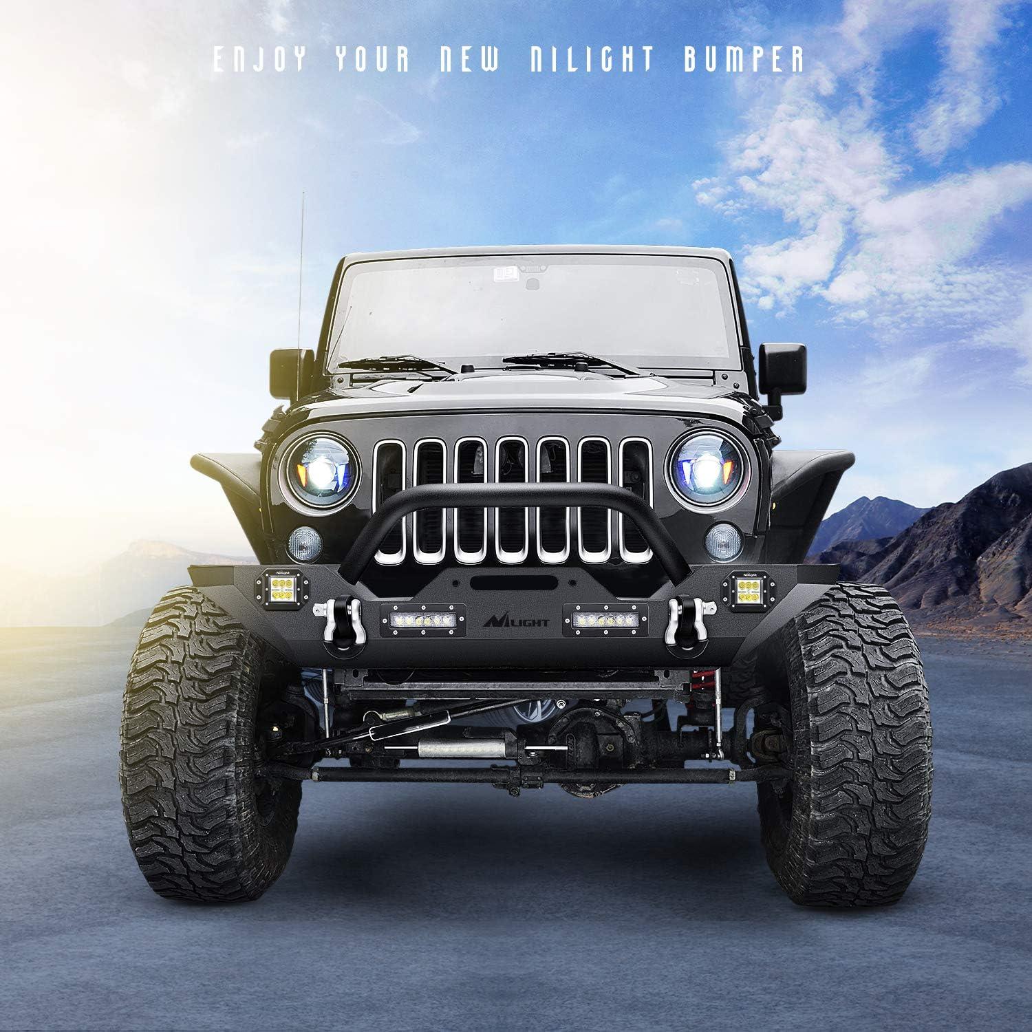 imageNilight Roof Rack Cargo Basket with LED Light Bar Compatible with 20072025 Wrangler JK JL Unlimited ampamp Gladiator JT 4 Door Hardtop JKU JLU Luggage Rooftop Storage CarrierFront Bumper Rear Bumper