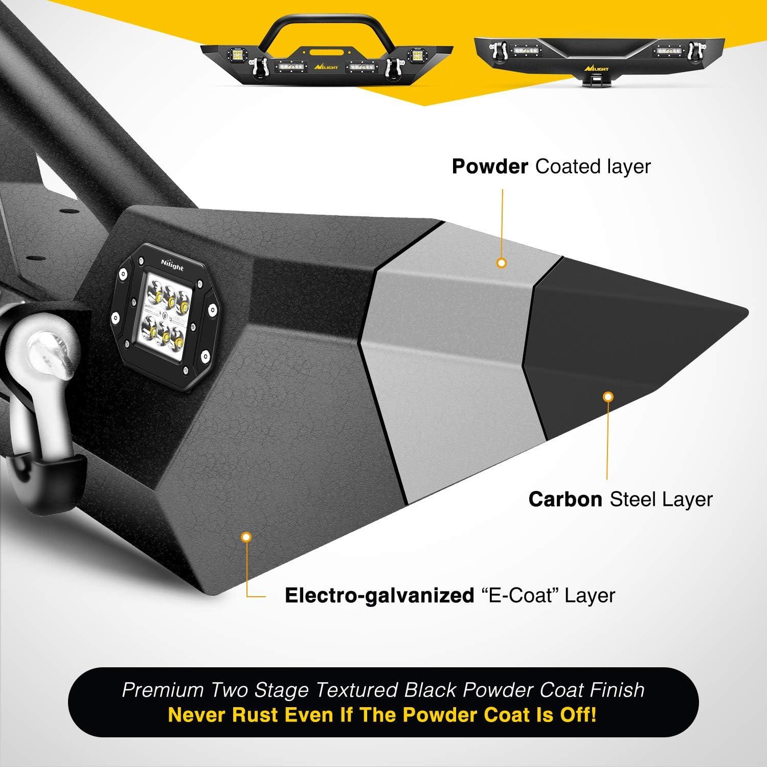 imageNilight Roof Rack Cargo Basket with LED Light Bar Compatible with 20072025 Wrangler JK JL Unlimited ampamp Gladiator JT 4 Door Hardtop JKU JLU Luggage Rooftop Storage CarrierFront Bumper Rear Bumper