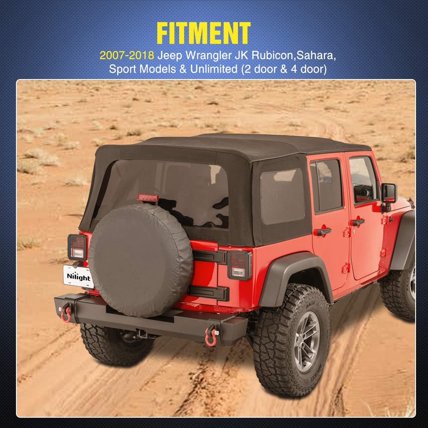 imageNilight Tail Light GuardsBlack Rear Light Covers Protector for 20072017 Wrangler JK Unlimited Pair