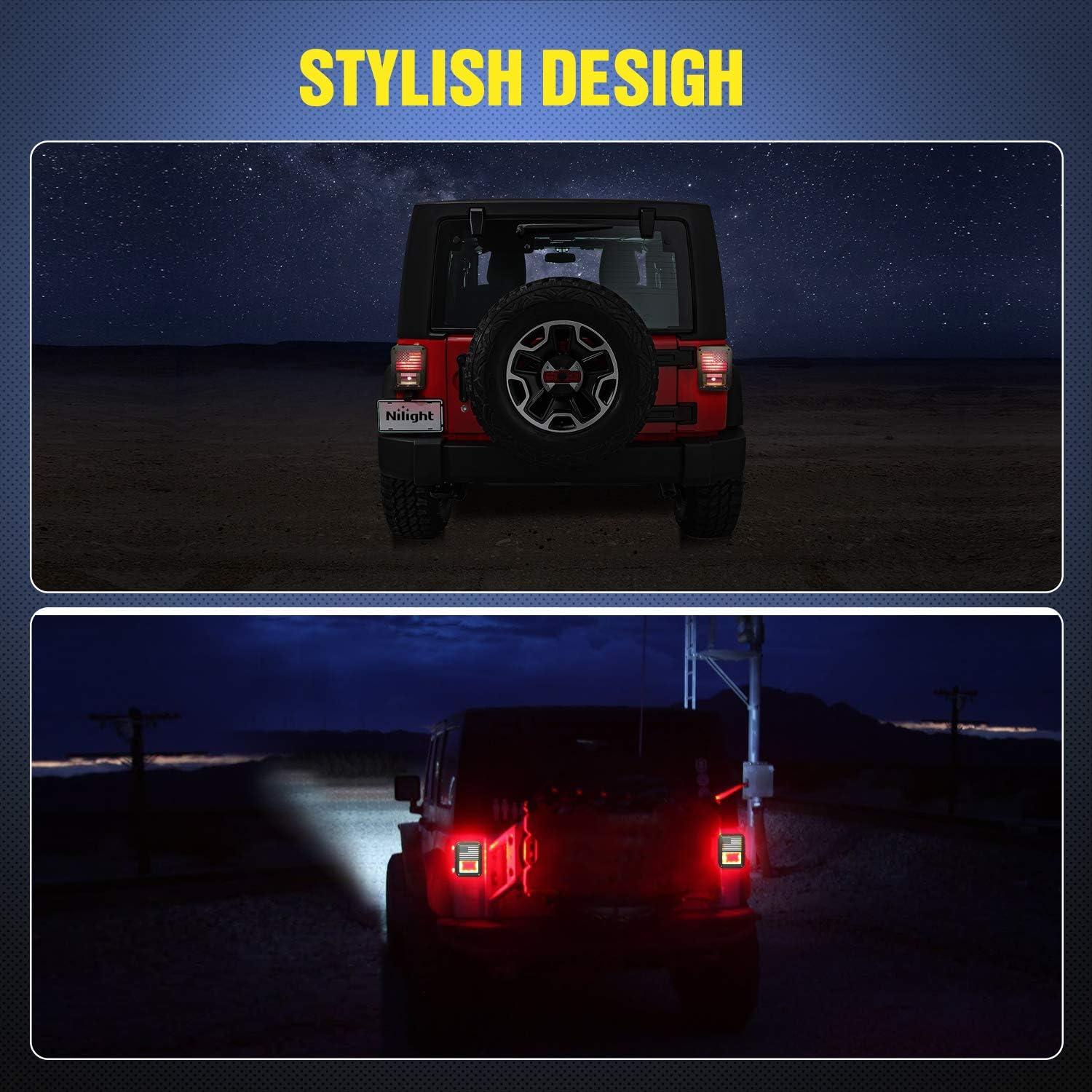 imageNilight Tail Light GuardsBlack Rear Light Covers Protector for 20072017 Wrangler JK Unlimited Pair