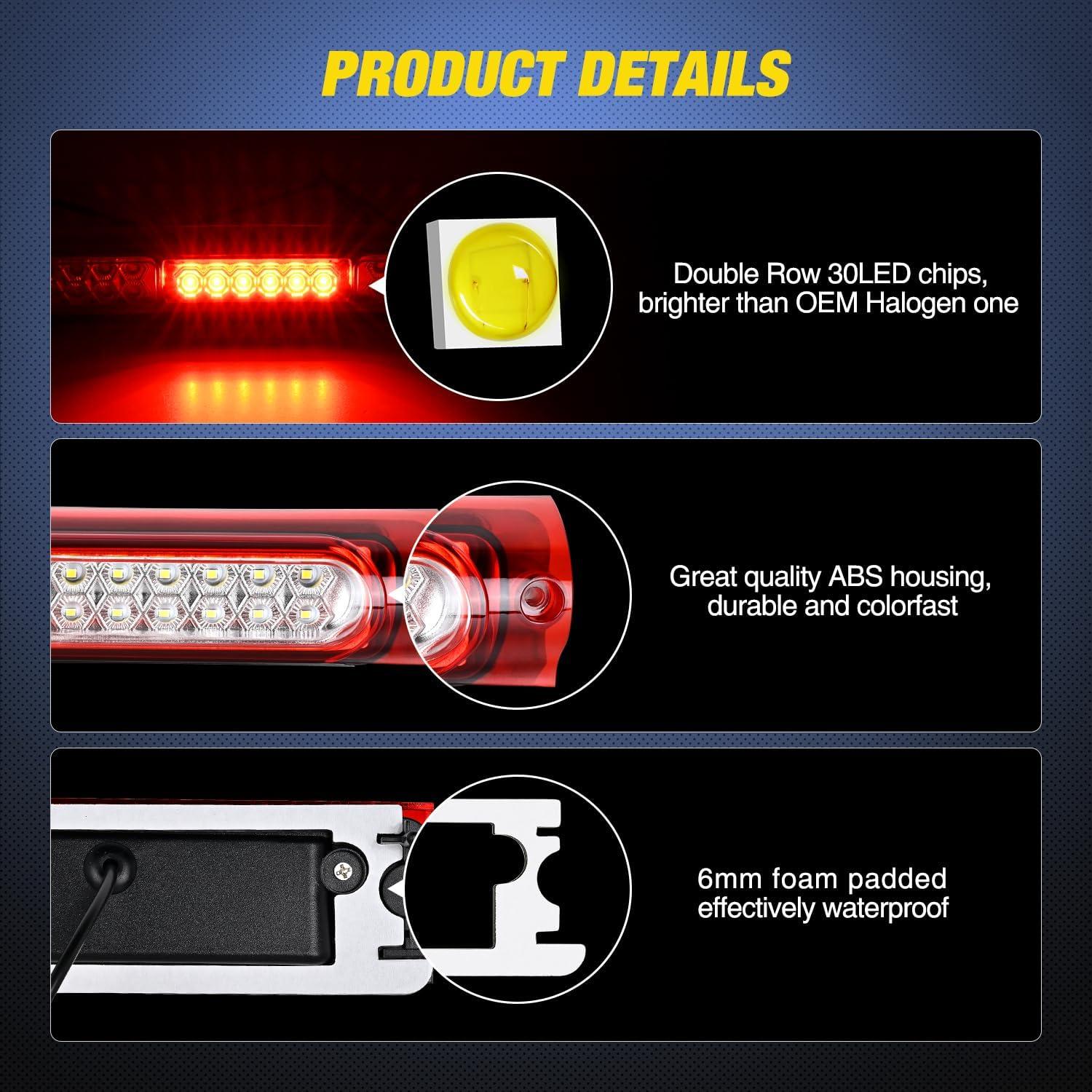 imageNilight Third Brake Light Tail High Mount Stop Upgrade 3rd Stop Lights Replacement for Jeep Wrangler JL JLU 20182023Red Lens